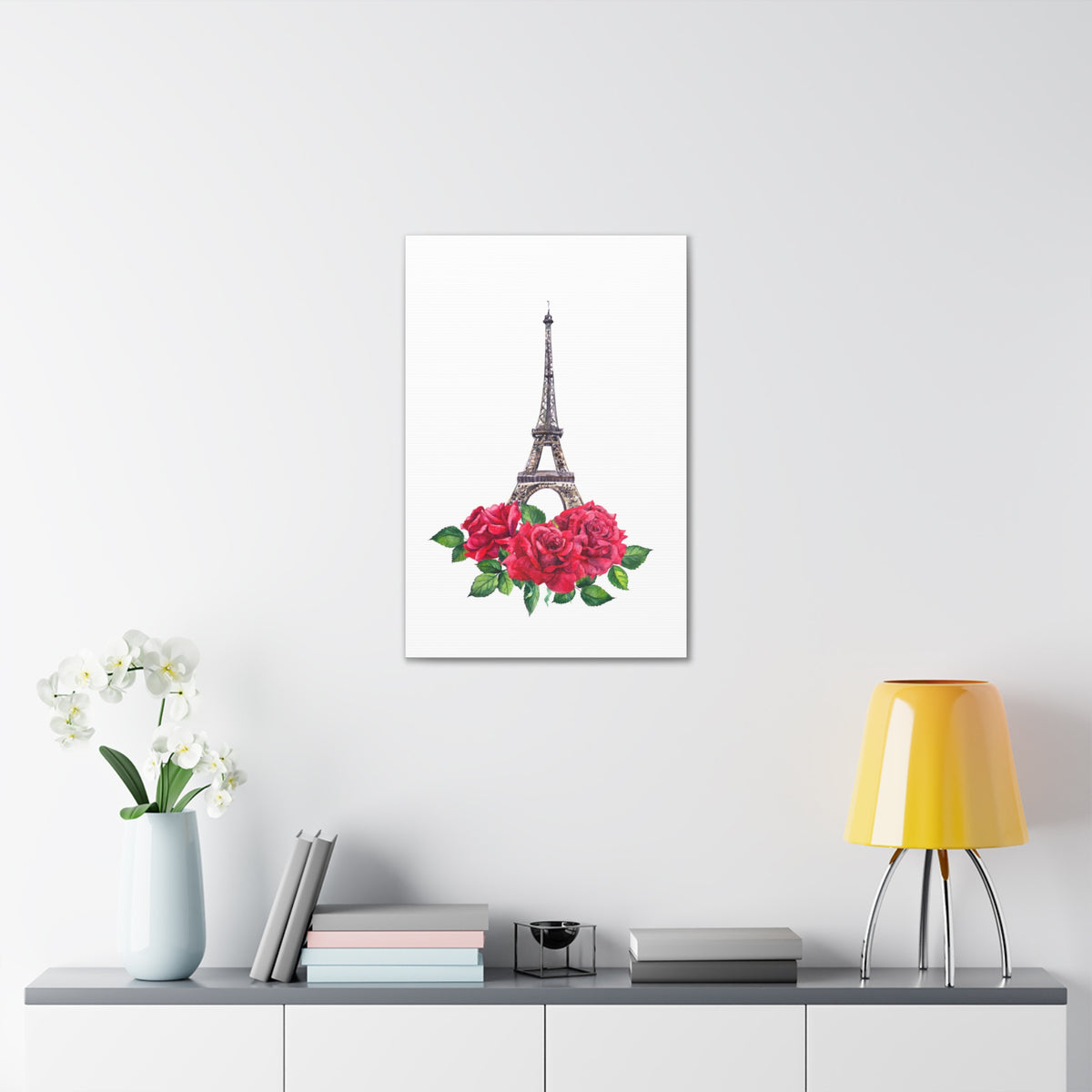 Eiffel Tower Red Rose Paris Illustration France Canvas Artwork High-Quality Breathtaking French City for Home Decor Ready to Hang-Express Your Love Gifts