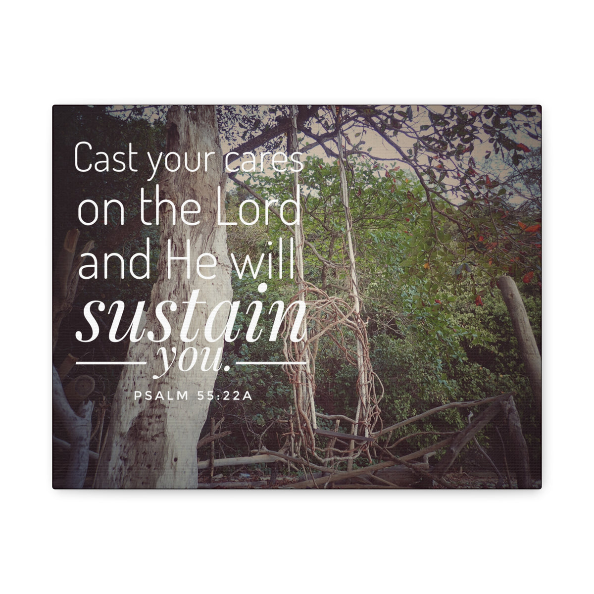 Scripture Walls He Will Sustain You Psalm 55:22 Bible Verse Canvas Christian Wall Art Ready to Hang-Express Your Love Gifts