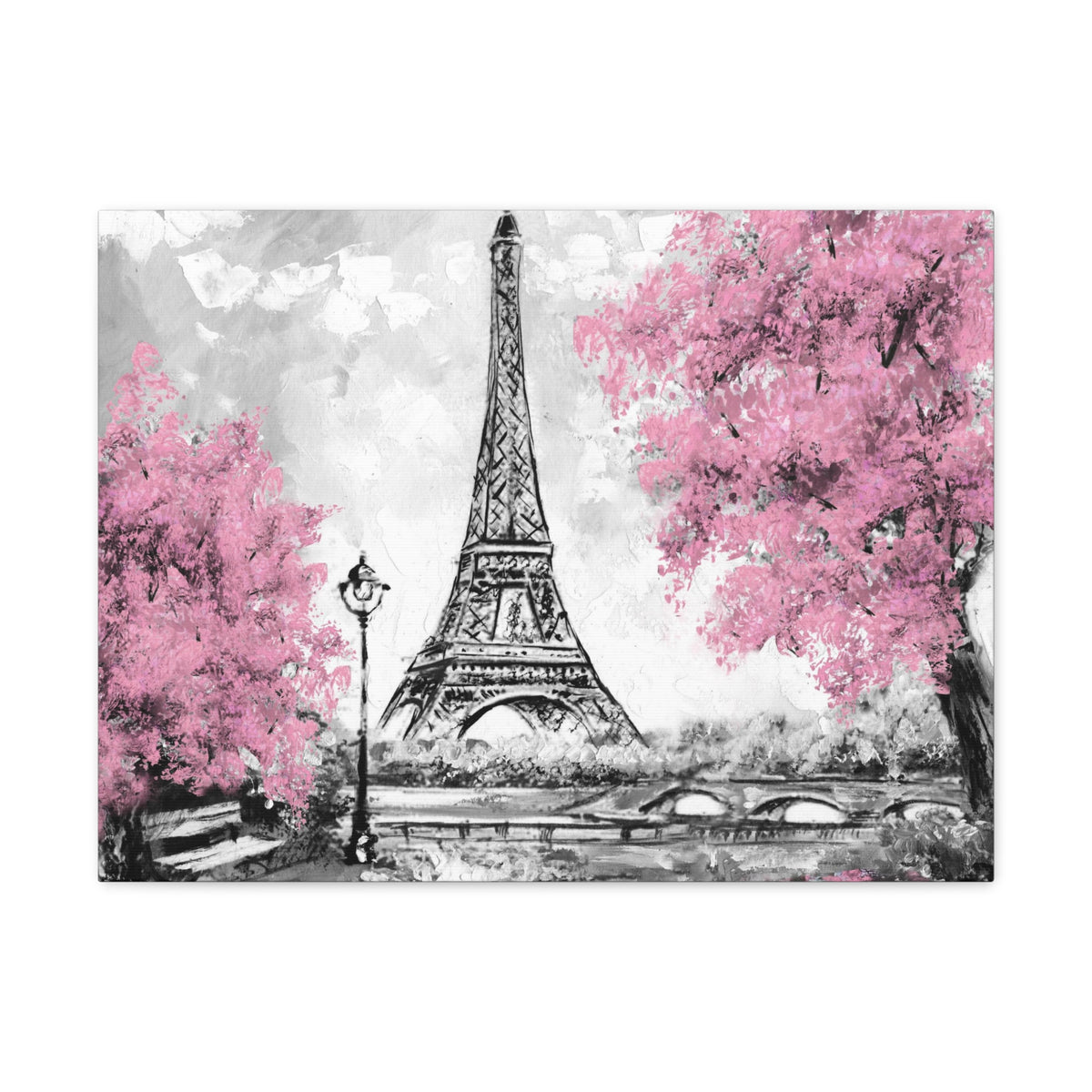 Eiffel Tower Pink Tree France Canvas Artwork High-Quality Breathtaking French City for Home Decor Ready to Hang-Express Your Love Gifts
