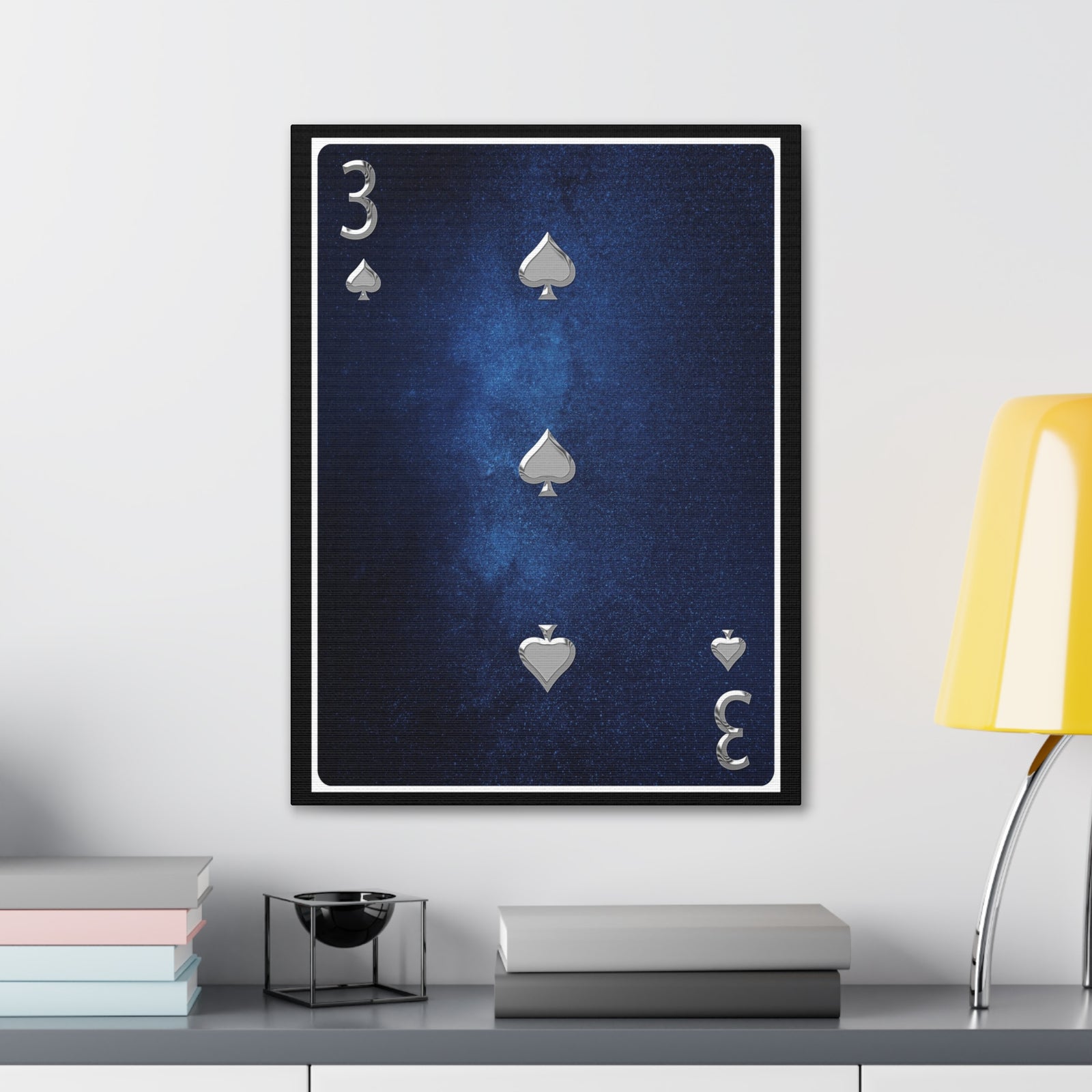 Three Of Spades Space Background Playing Card Canvas Wall Art for Home Decor Ready-to-Hang-Express Your Love Gifts
