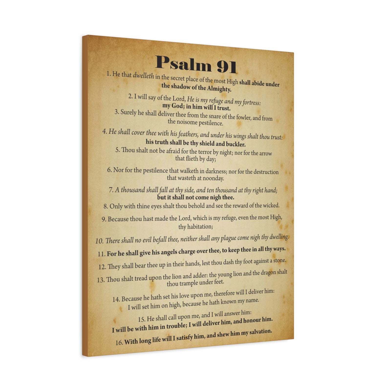 Scripture Canvas Safe In God's Hands Psalm 91 Christian Wall Art Bible Verse Print Ready to Hang-Express Your Love Gifts