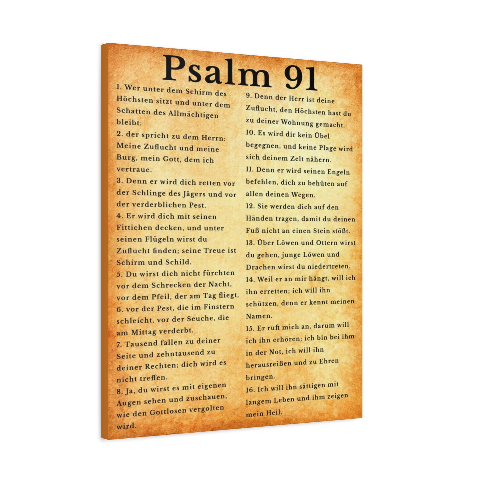 Scripture Walls Psalm 91 German Gold Bible Verse Canvas Christian Wall Art Ready to Hang Unframed-Express Your Love Gifts