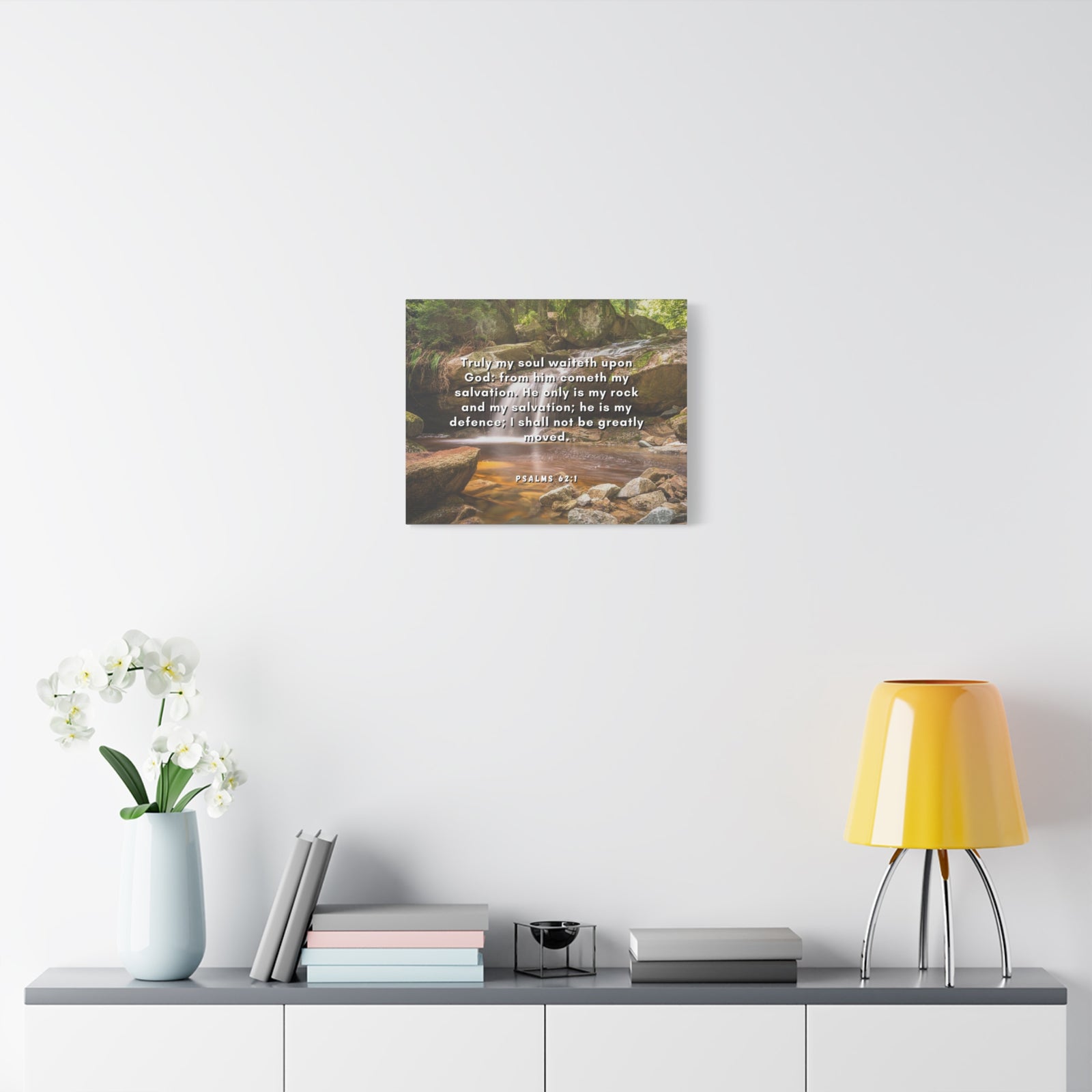 Scripture Canvas My Salvation Psalm 62:1 Christian Wall Art Bible Verse Print Ready to Hang-Express Your Love Gifts