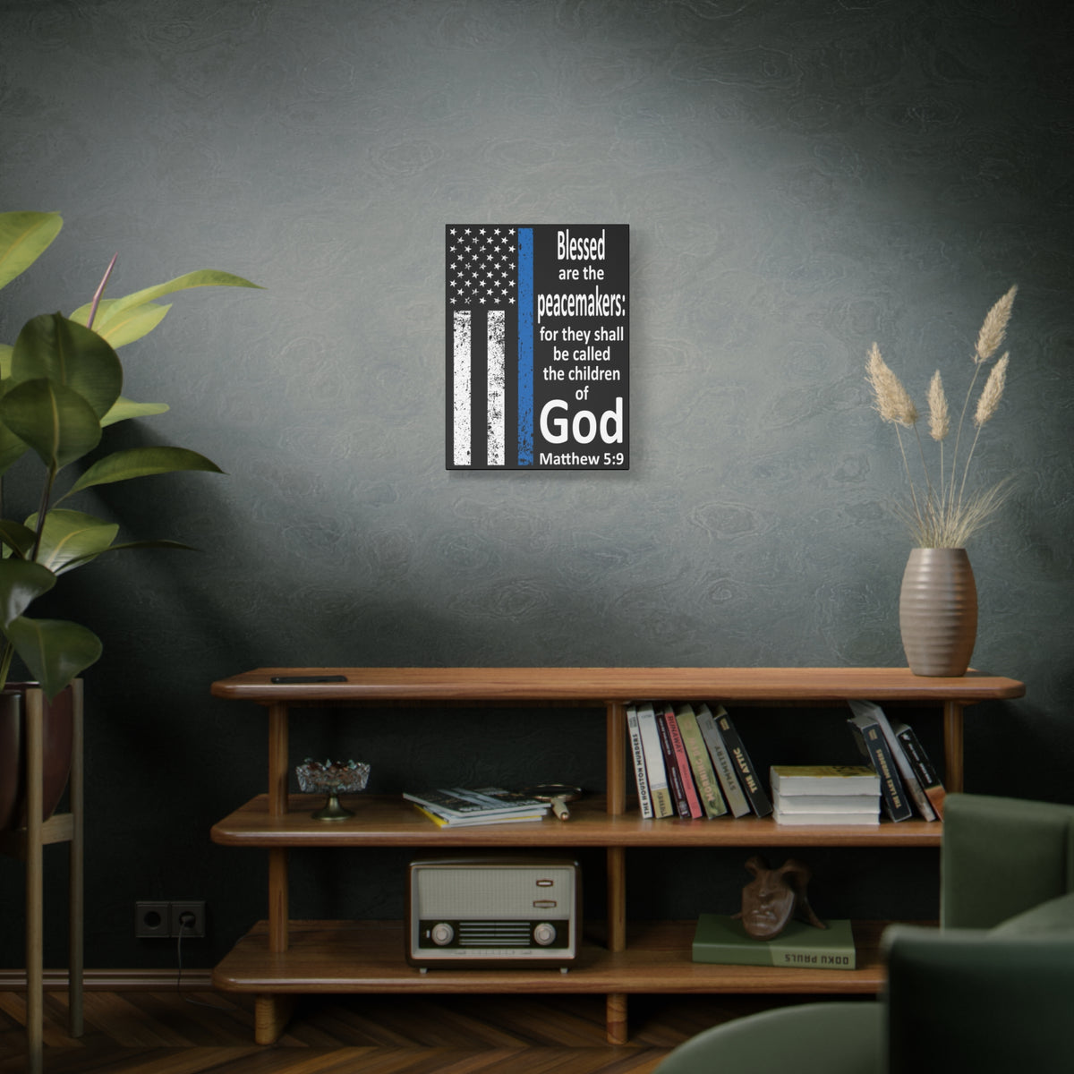 Scripture Walls Matthew 5:9 Police Officer Sign Bible Canvas Christian Wall Art Ready to Hang Unframed-Express Your Love Gifts