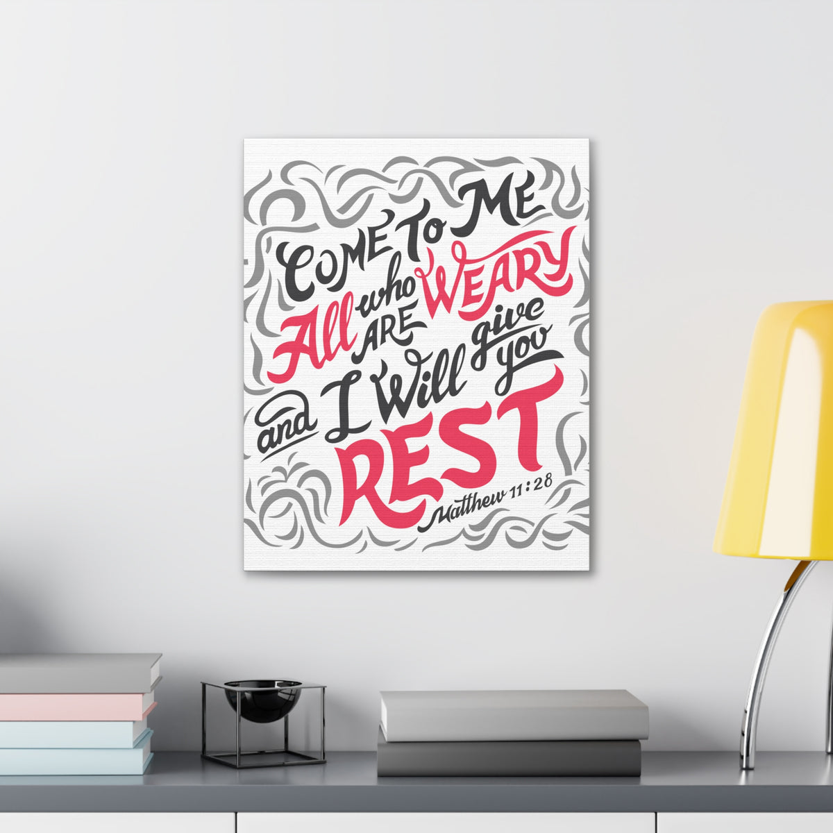 Scripture Canvas Come To Me All Matthew 11:28 Christian Wall Art Bible Verse Print Ready To Hang-Express Your Love Gifts