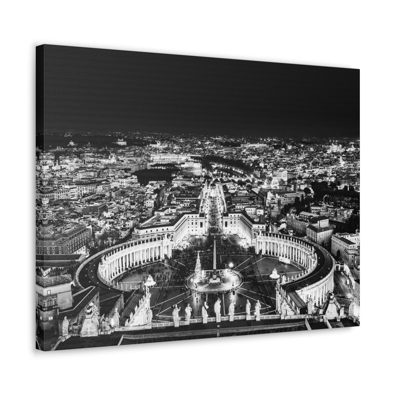 Rome Black And White Skyline Canvas Artwork High-Quality Breathtaking Stunning Cityscape for Home Decor Ready to Hang-Express Your Love Gifts