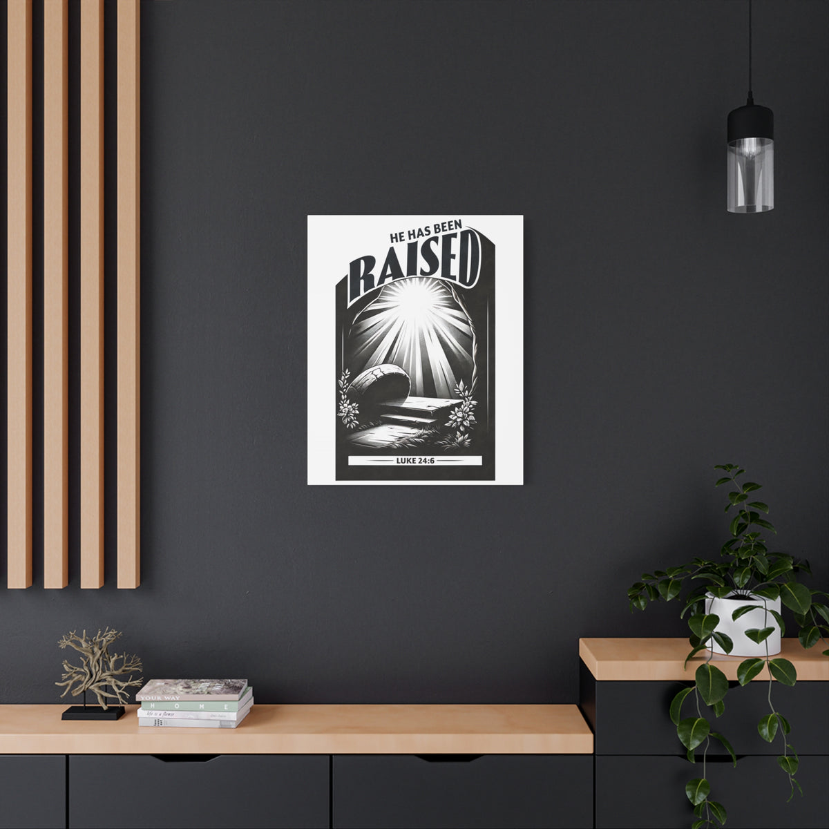 Scripture Walls Luke 24:6 He Has Been Raised Bible Verse Canvas Christian Wall Art Ready to Hang Unframed-Express Your Love Gifts