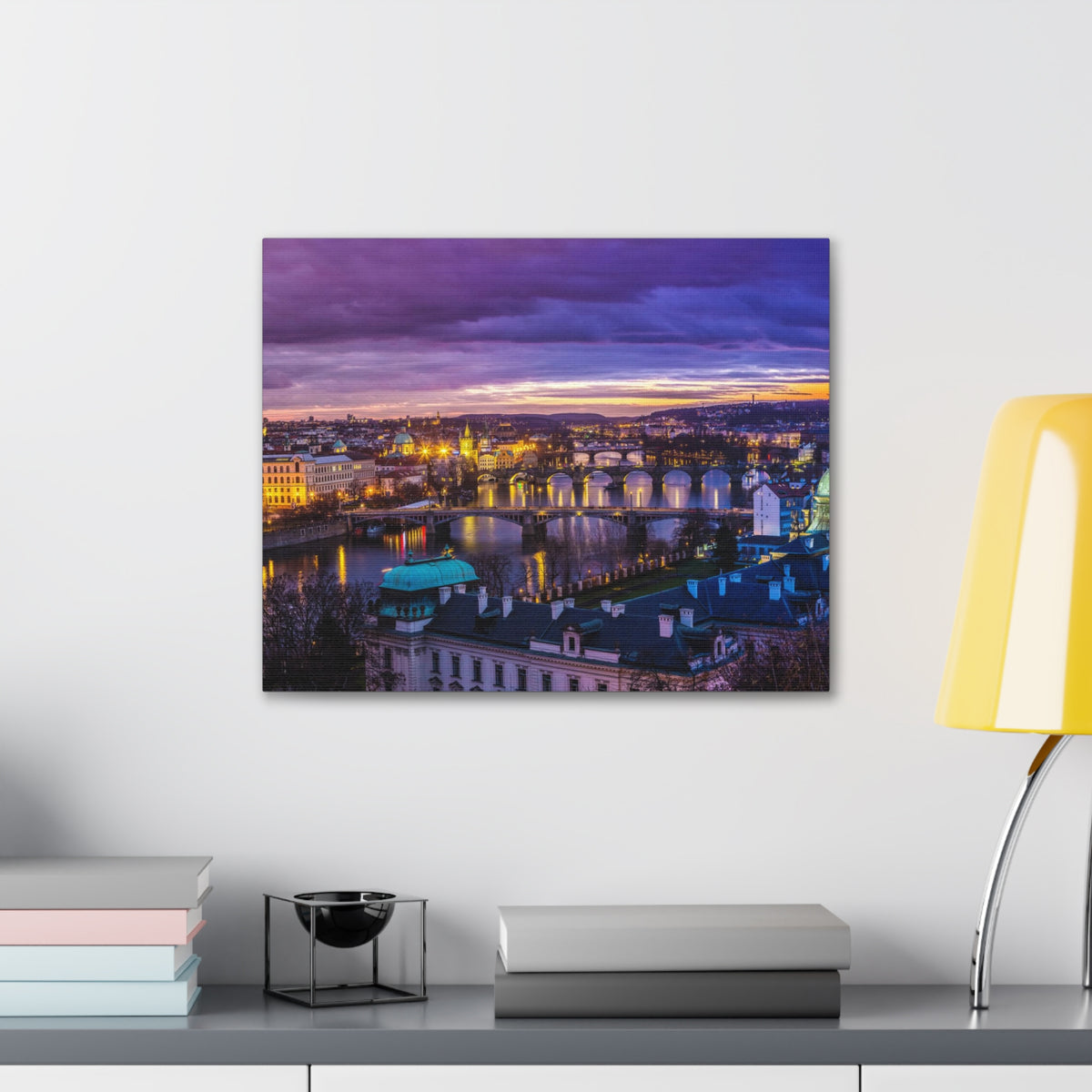 Prague Night Skyline Canvas Artwork High-Quality Breathtaking Stunning Cityscape for Home Decor Ready to Hang-Express Your Love Gifts