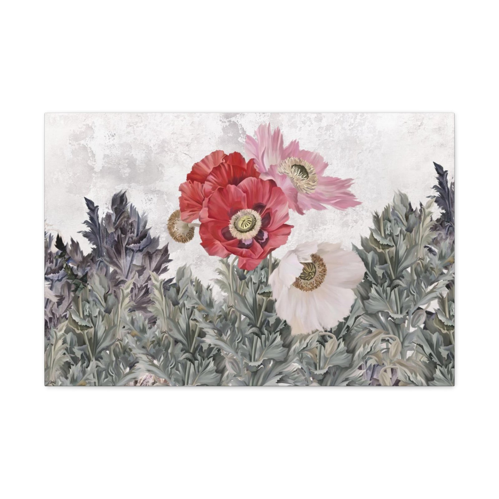 Poppies Flowers Illustration Flower Canvas Wall Art for Home Decor Ready-to-Hang-Express Your Love Gifts