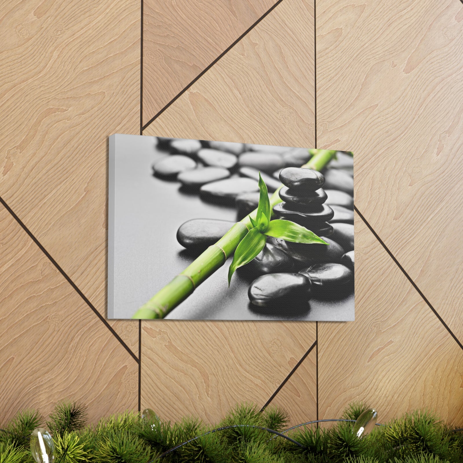 Basalt Stones on Black Forest Floral Nature Photography Canvas Wall Art for Home Decor Ready-to-Hang-Express Your Love Gifts