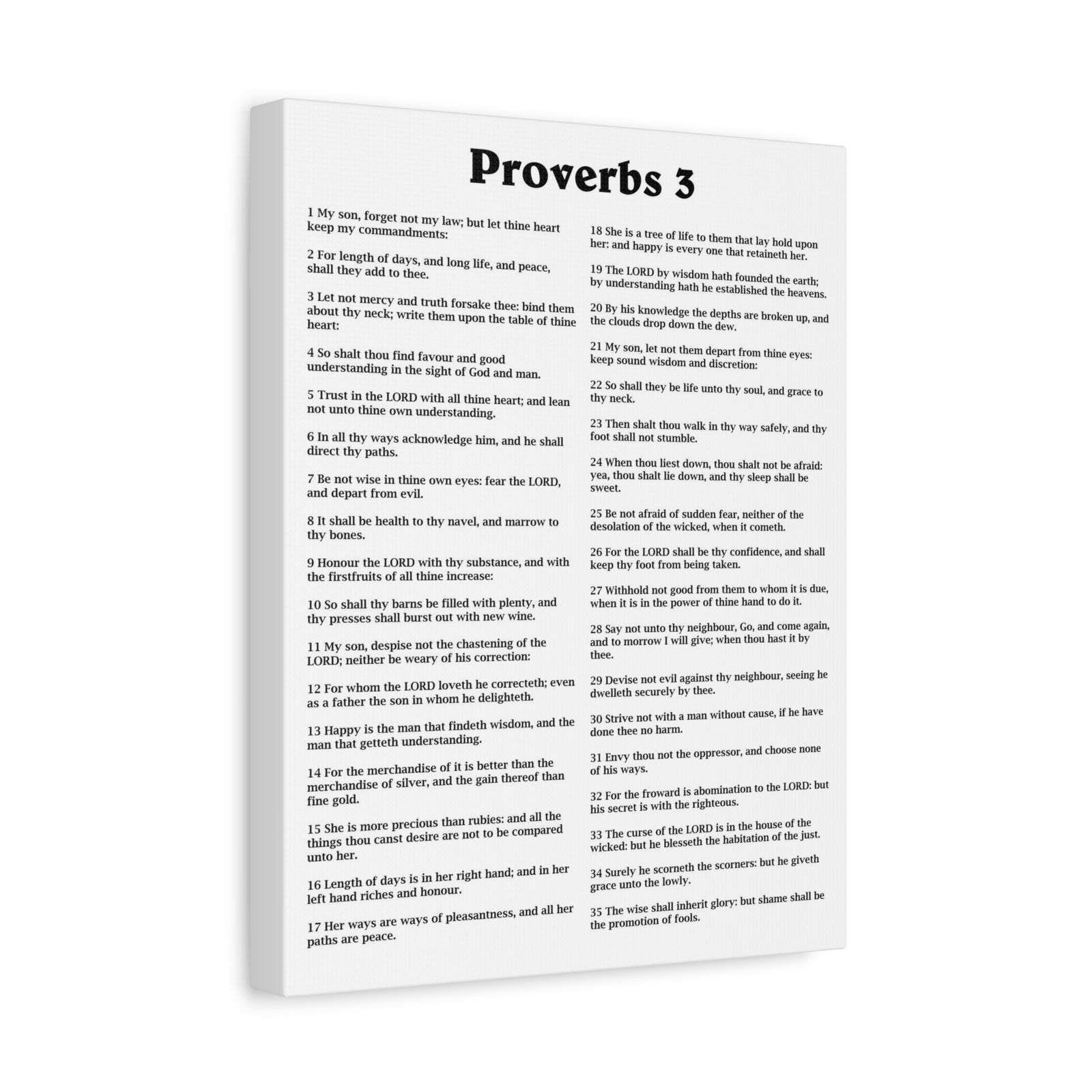 Scripture Walls Proverbs Chapter 3 White Bible Canvas Christian Wall Art Ready to Hang Unframed-Express Your Love Gifts