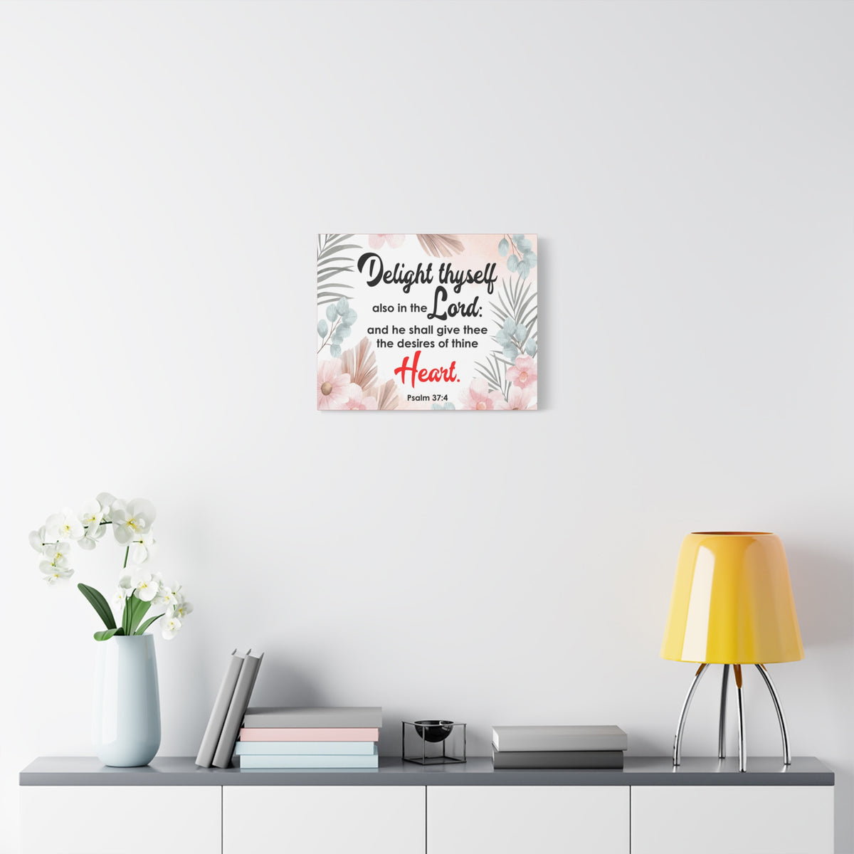 Scripture Canvas Delight Thyself Psalm 37:4 Wall Art Bible Verse Print Ready to Hang-Express Your Love Gifts