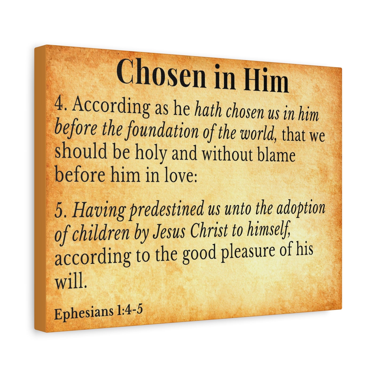 Scripture Walls Ephesians 1:4-5 Chosen in Christ Gold Bible Verse Canvas Christian Wall Art Ready to Hang Unframed-Express Your Love Gifts