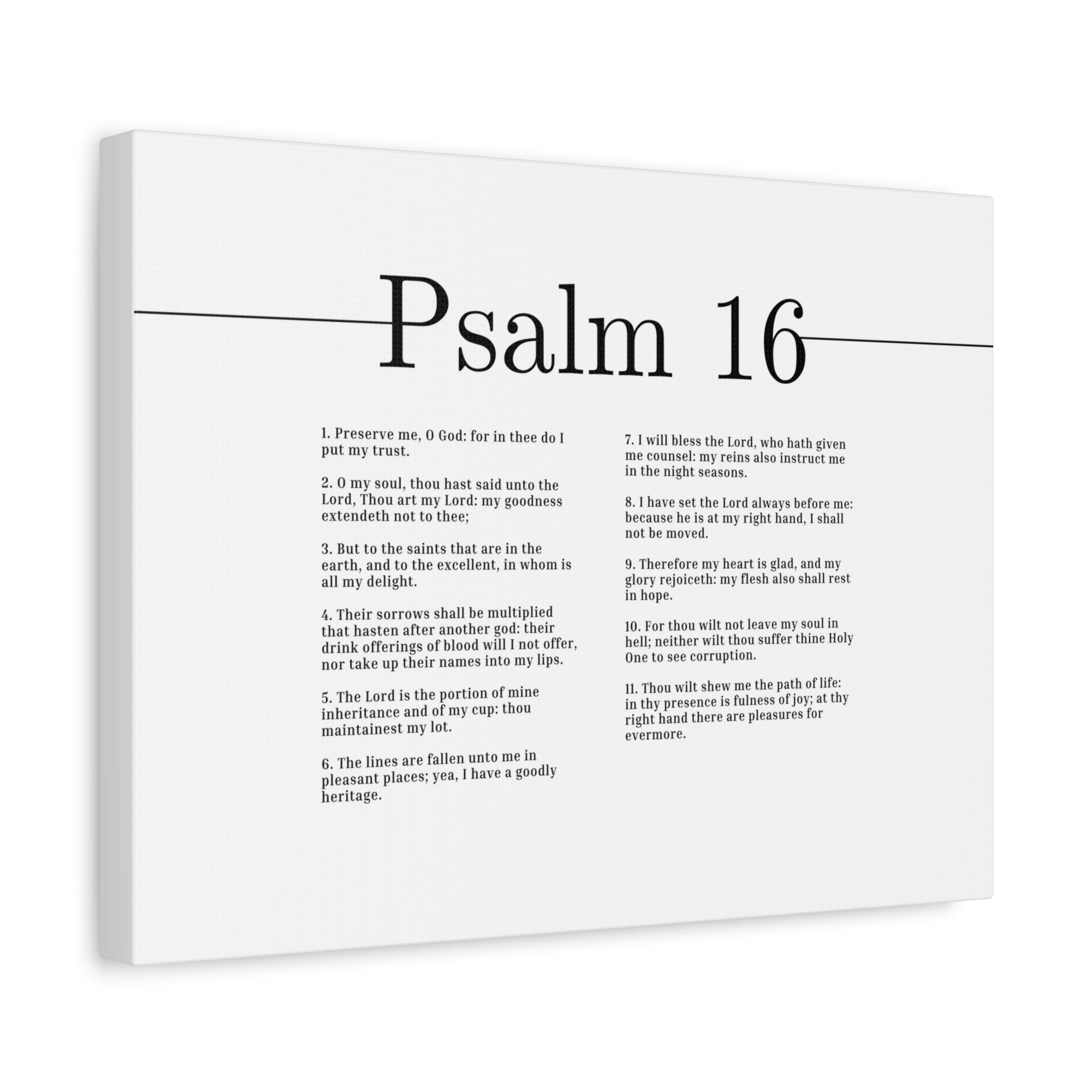 Scripture Canvas Therefore My Heart Is Glad Psalm 16 Christian Wall Art Bible Verse Print Ready to Hang-Express Your Love Gifts
