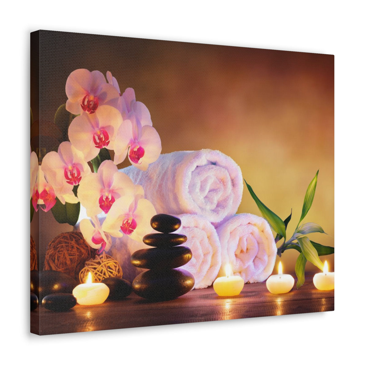 Massage Stones with Towels Forest Floral Nature Photography Canvas Wall Art for Home Decor Ready-to-Hang-Express Your Love Gifts