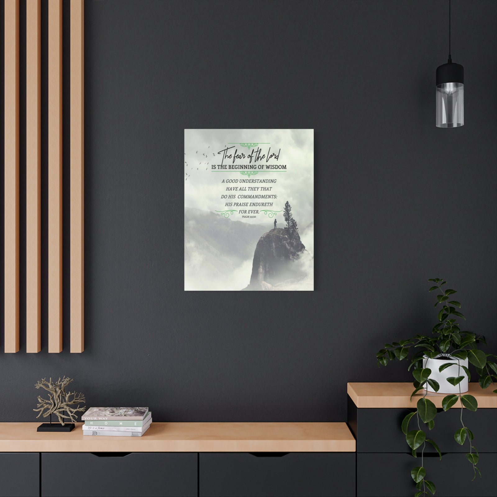 Scripture Canvas The Fear of The Lord Psalm 111:10 Christian Wall Art Bible Verse Print Ready to Hang-Express Your Love Gifts
