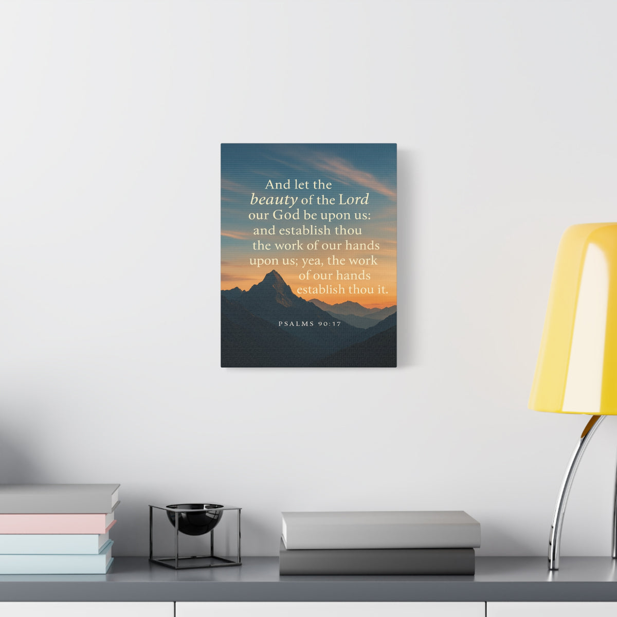 Bible Verse Canvas Psalms 90:17 Christian Home Décor Wall Art Scripture Ready to Hang Faith Print-Express Your Love Gifts