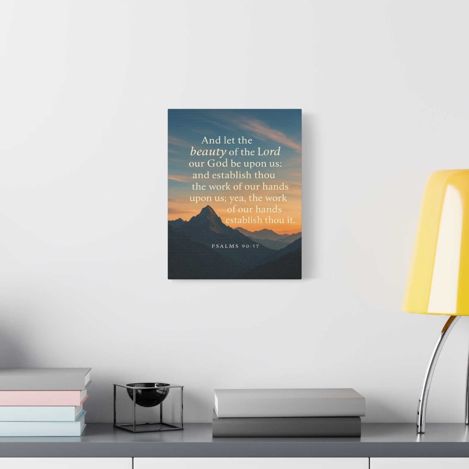 Bible Verse Canvas Psalms 90:17 Christian Home Décor Wall Art Scripture Ready to Hang Faith Print-Express Your Love Gifts