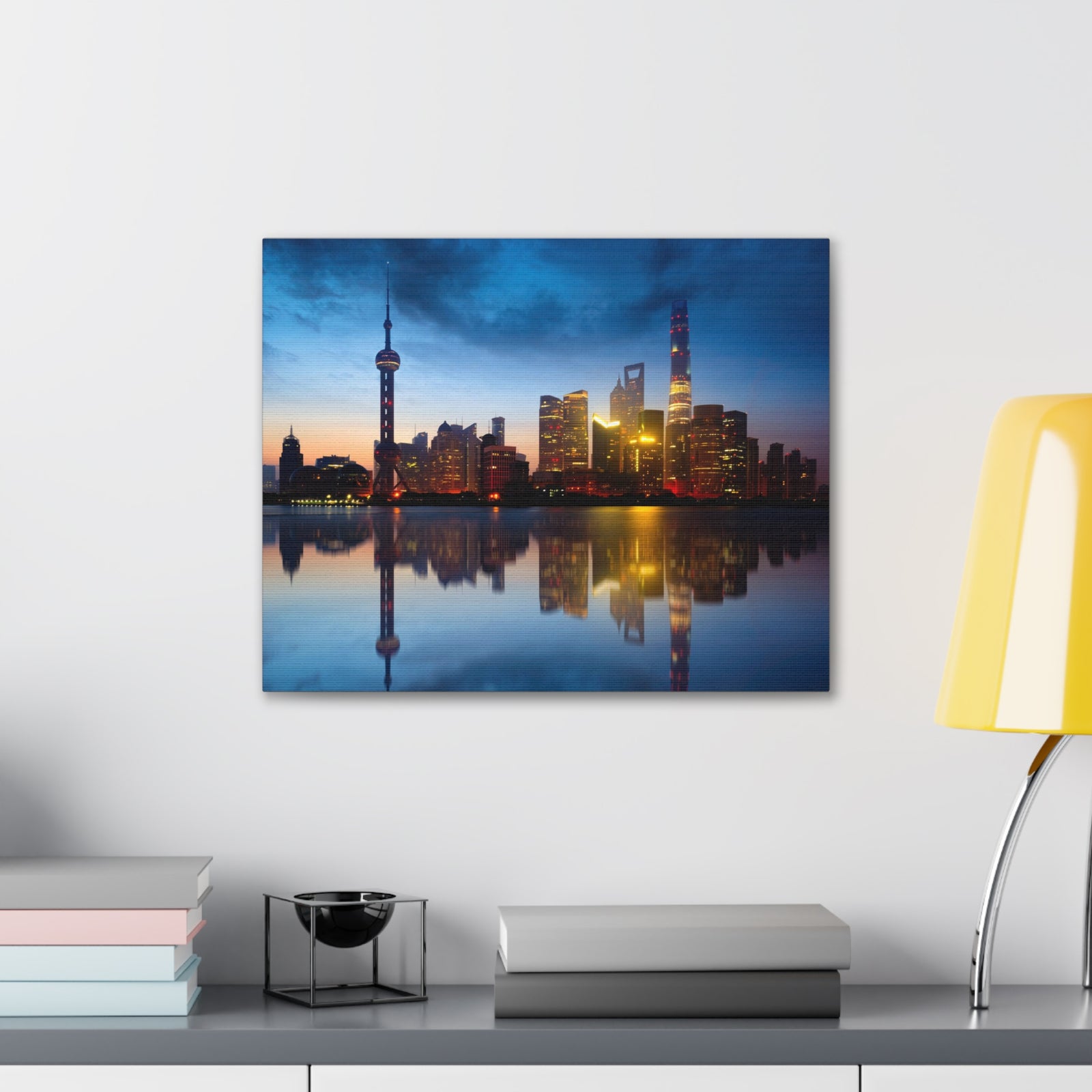 Shanghai Night Skyline Canvas Artwork High-Quality Breathtaking Stunning Cityscape for Home Decor Ready to Hang-Express Your Love Gifts