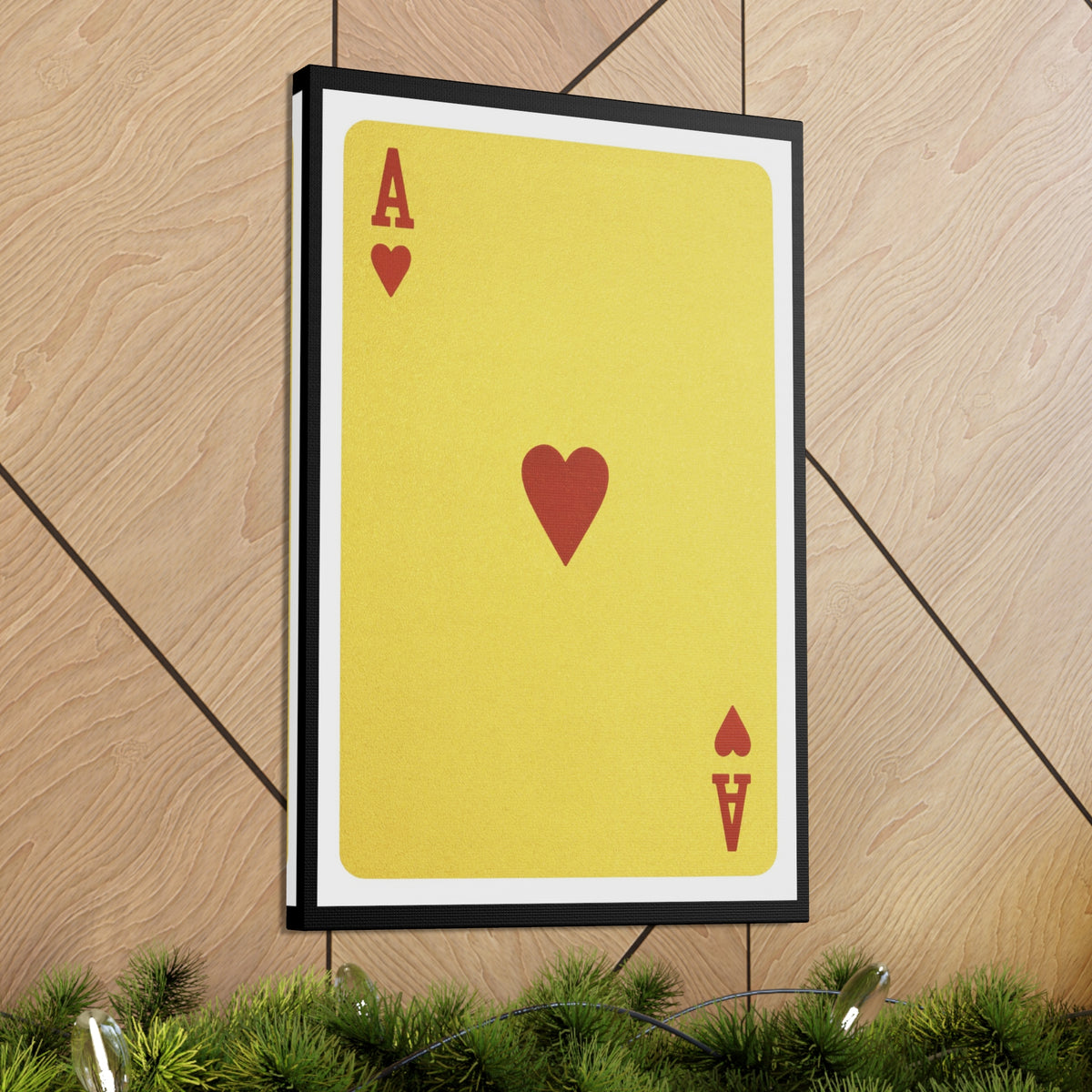 Golden Ace Of Hearts Isolated White Background Playing Card Canvas Wall Art for Home Decor Ready-to-Hang-Express Your Love Gifts