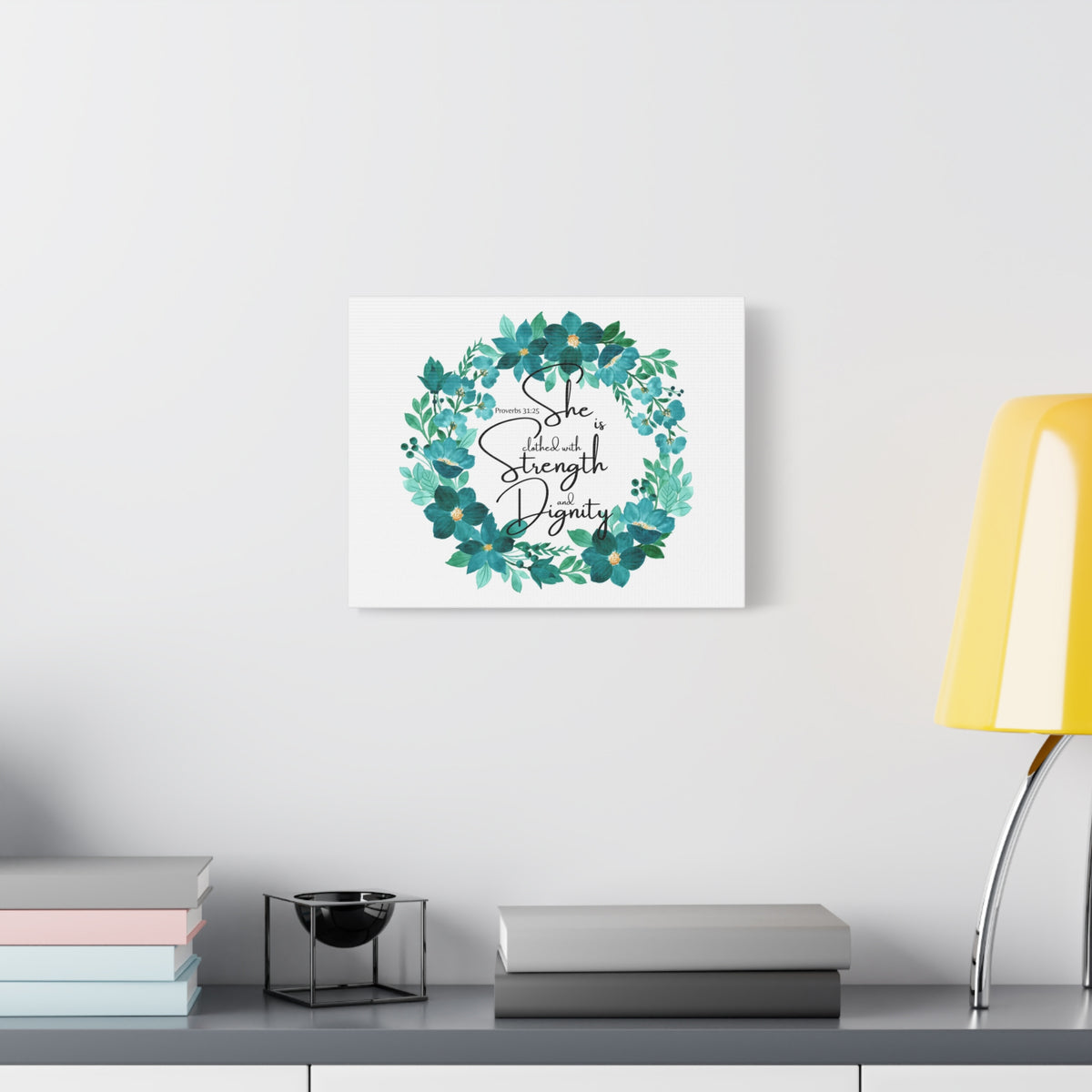 Scripture Walls Proverbs 31:25 Strength And Dignity Within Her Bible Verse Canvas Christian Wall Art Ready to Hang Unframed-Express Your Love Gifts