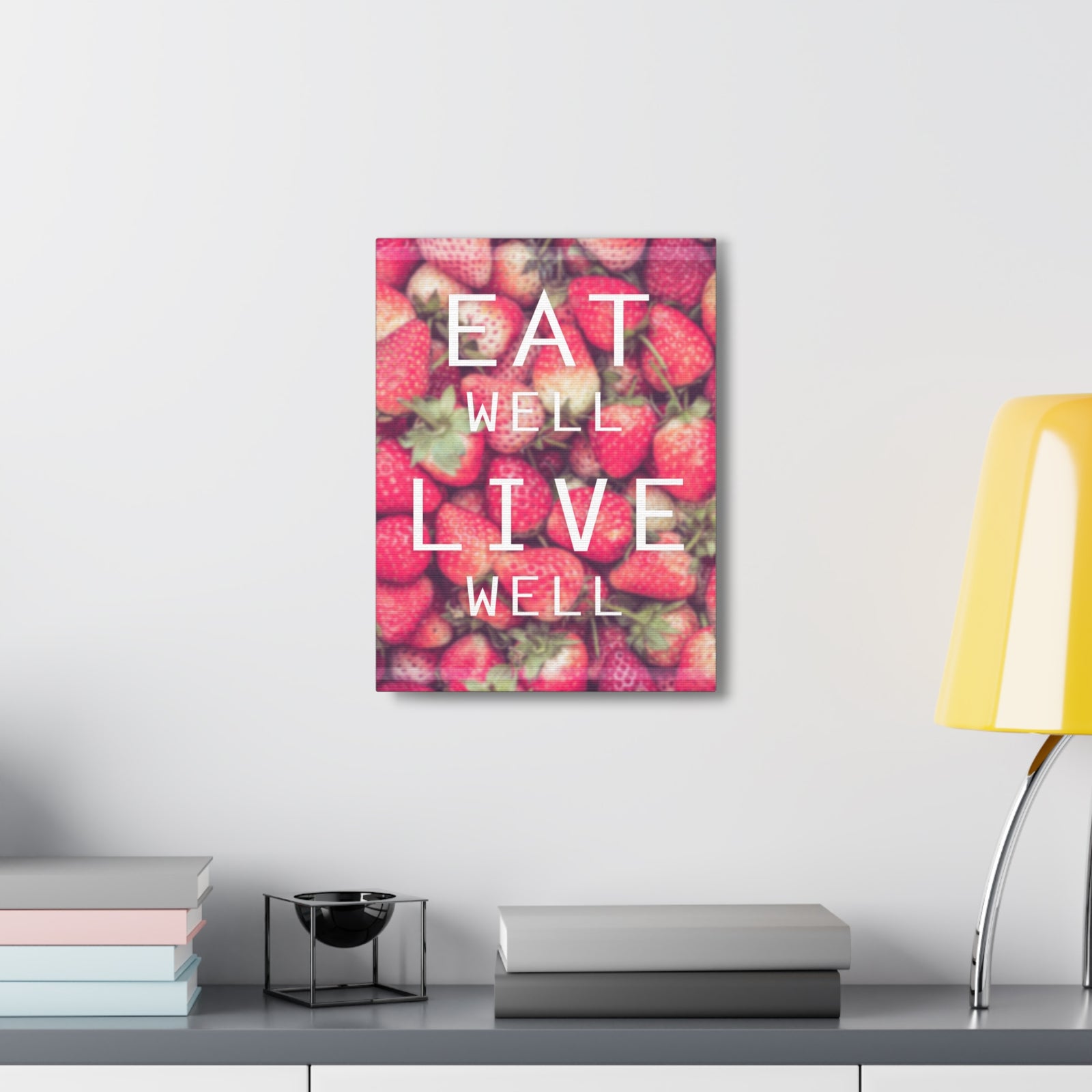 Inspirational Quote Canvas Eat Well Live Well Motivational Print Ready to Hang Artwork-Express Your Love Gifts