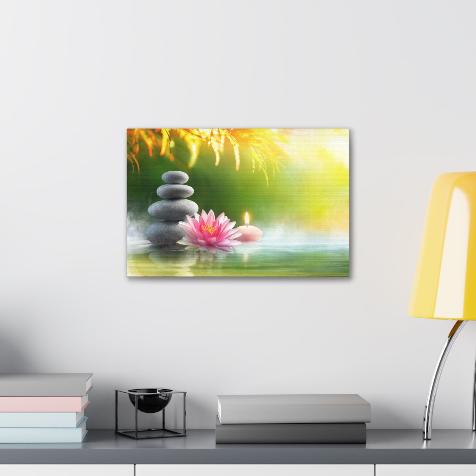 Relaxation with Massage Stones Forest Floral Nature Photography Canvas Wall Art for Home Decor Ready-to-Hang-Express Your Love Gifts