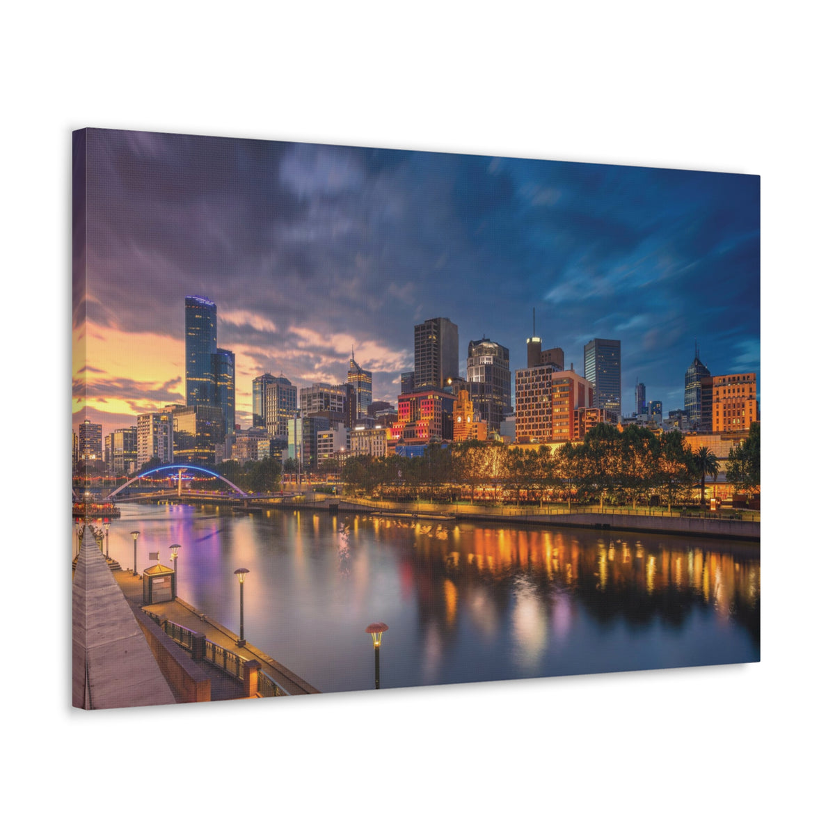 Melbourne Night Skyline Canvas Artwork High-Quality Breathtaking Stunning Cityscape for Home Decor Ready to Hang-Express Your Love Gifts