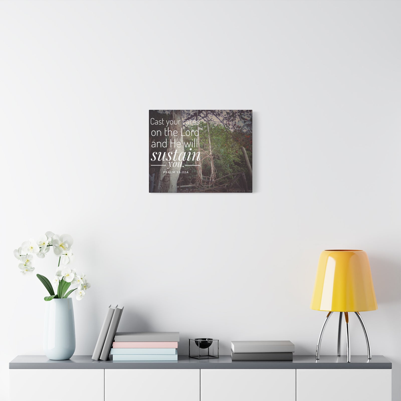 Scripture Walls He Will Sustain You Psalm 55:22 Bible Verse Canvas Christian Wall Art Ready to Hang-Express Your Love Gifts