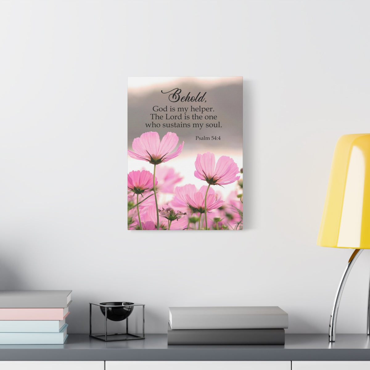 Scripture Canvas Behold, God is My Helper Psalm 54:4 Christian Wall Art Bible Verse Print Ready to Hang-Express Your Love Gifts