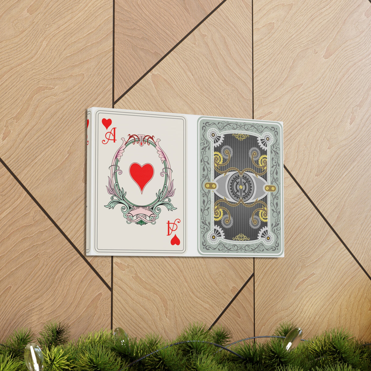 Steampunk Style Ace Of Hearts Playing Card Canvas Wall Art for Home Decor Ready-to-Hang-Express Your Love Gifts