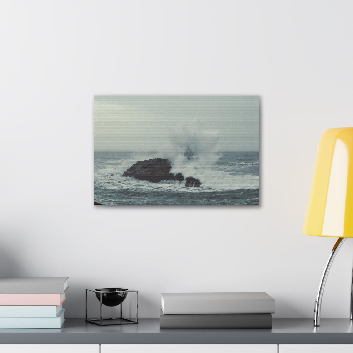 Splashing Water Rock Ocean Landscape Ocean Canvas Wall Art for Home Decor Ready-to-Hang-Express Your Love Gifts