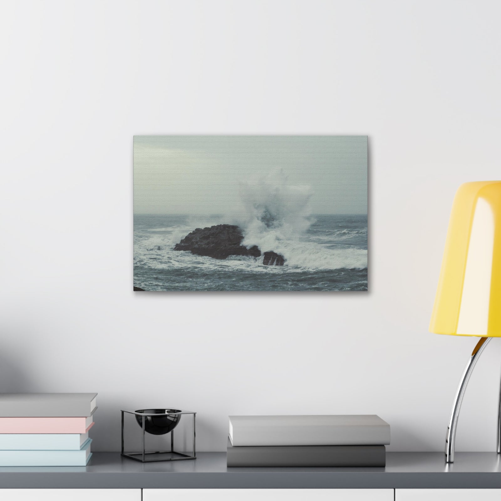 Splashing Water Rock Ocean Landscape Ocean Canvas Wall Art for Home Decor Ready-to-Hang-Express Your Love Gifts