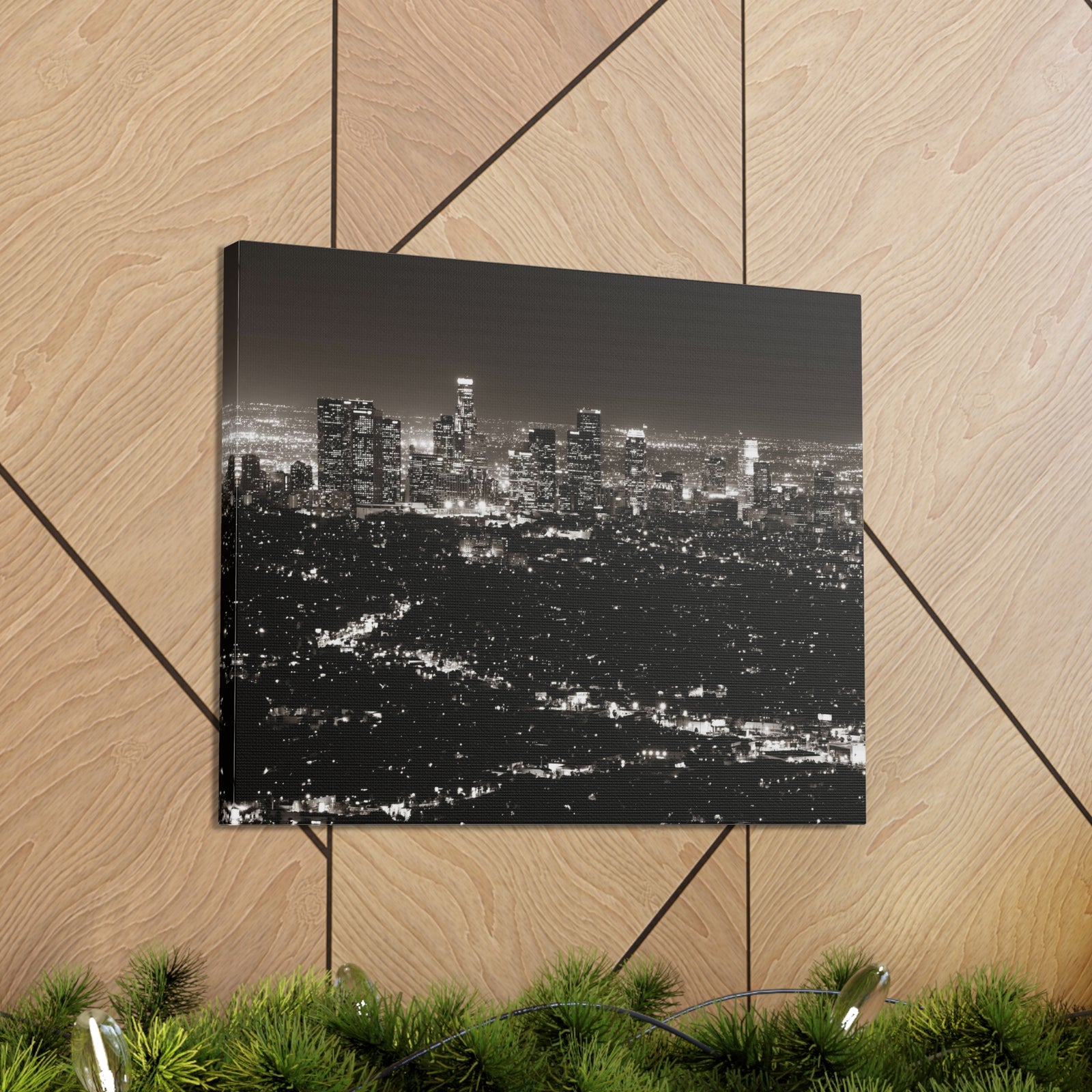 Los Angeles Black And White Skyline Canvas Artwork High-Quality Breathtaking Stunning Cityscape for Home Decor Ready to Hang-Express Your Love Gifts