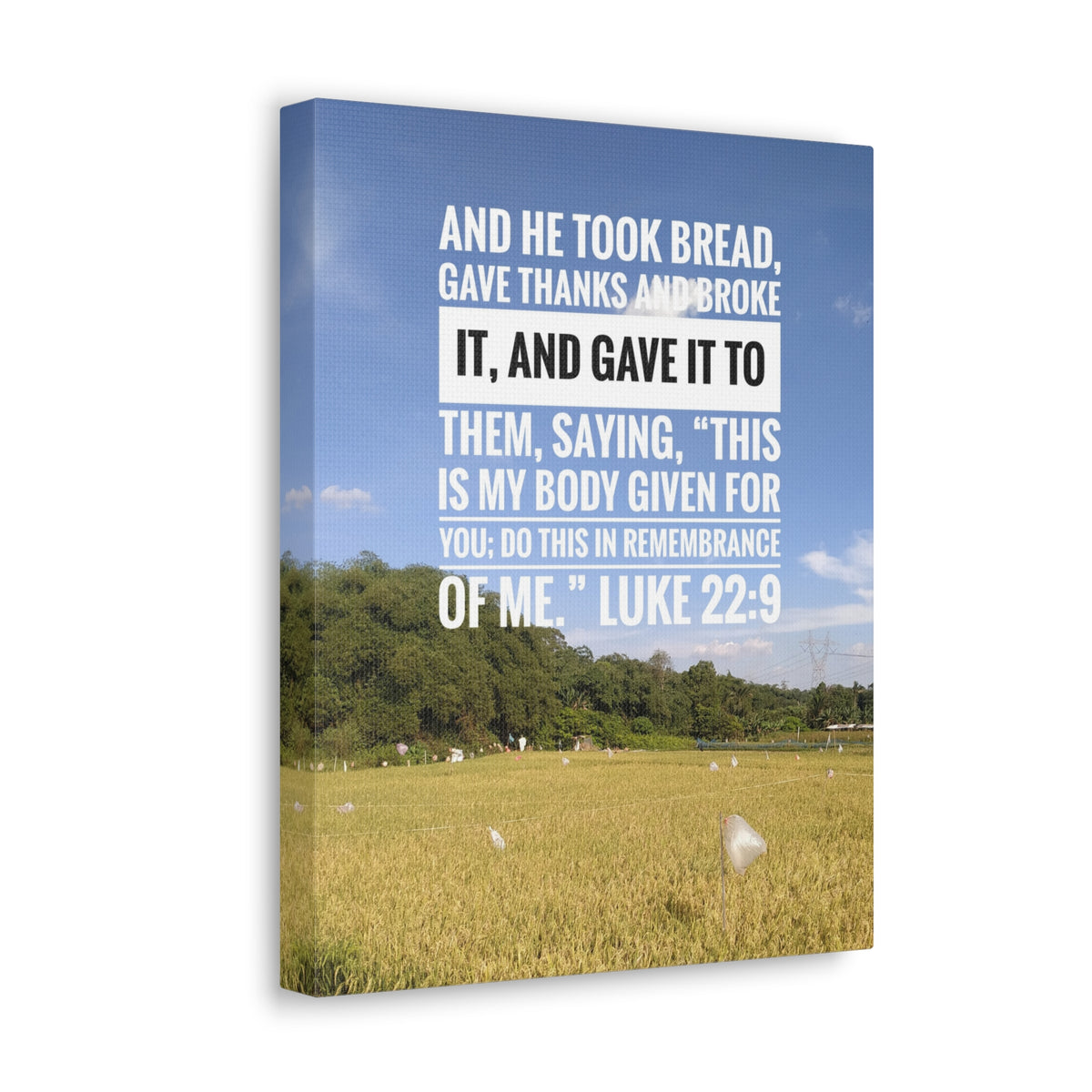 Scripture Canvas Gave Thanks Luke 22:9 Christian Wall Art Bible Verse Print Ready to Hang-Express Your Love Gifts