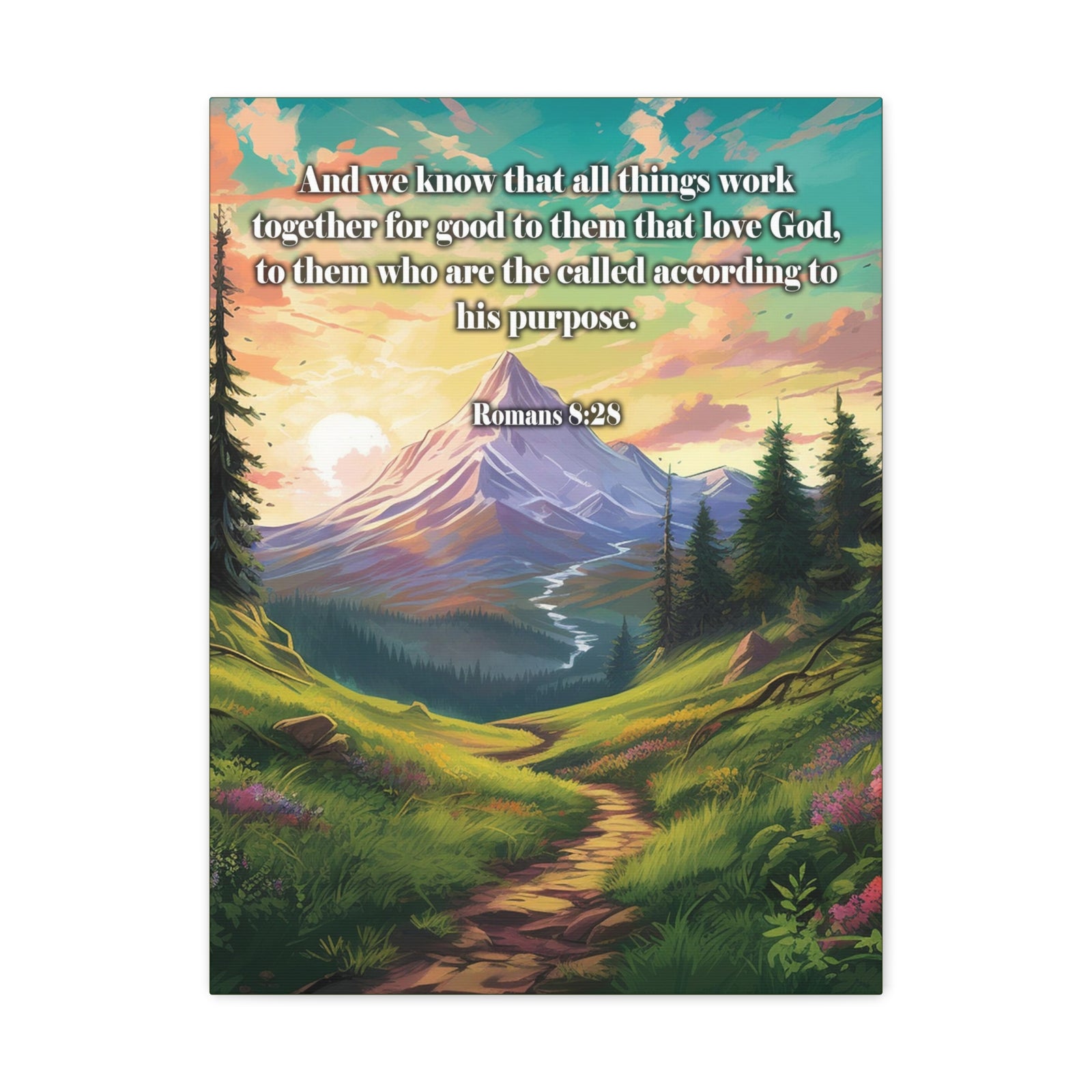 Scripture Walls All Things Work Together Romans 8:28 Christian Wall Art Print Ready to Hang Unframed-Express Your Love Gifts