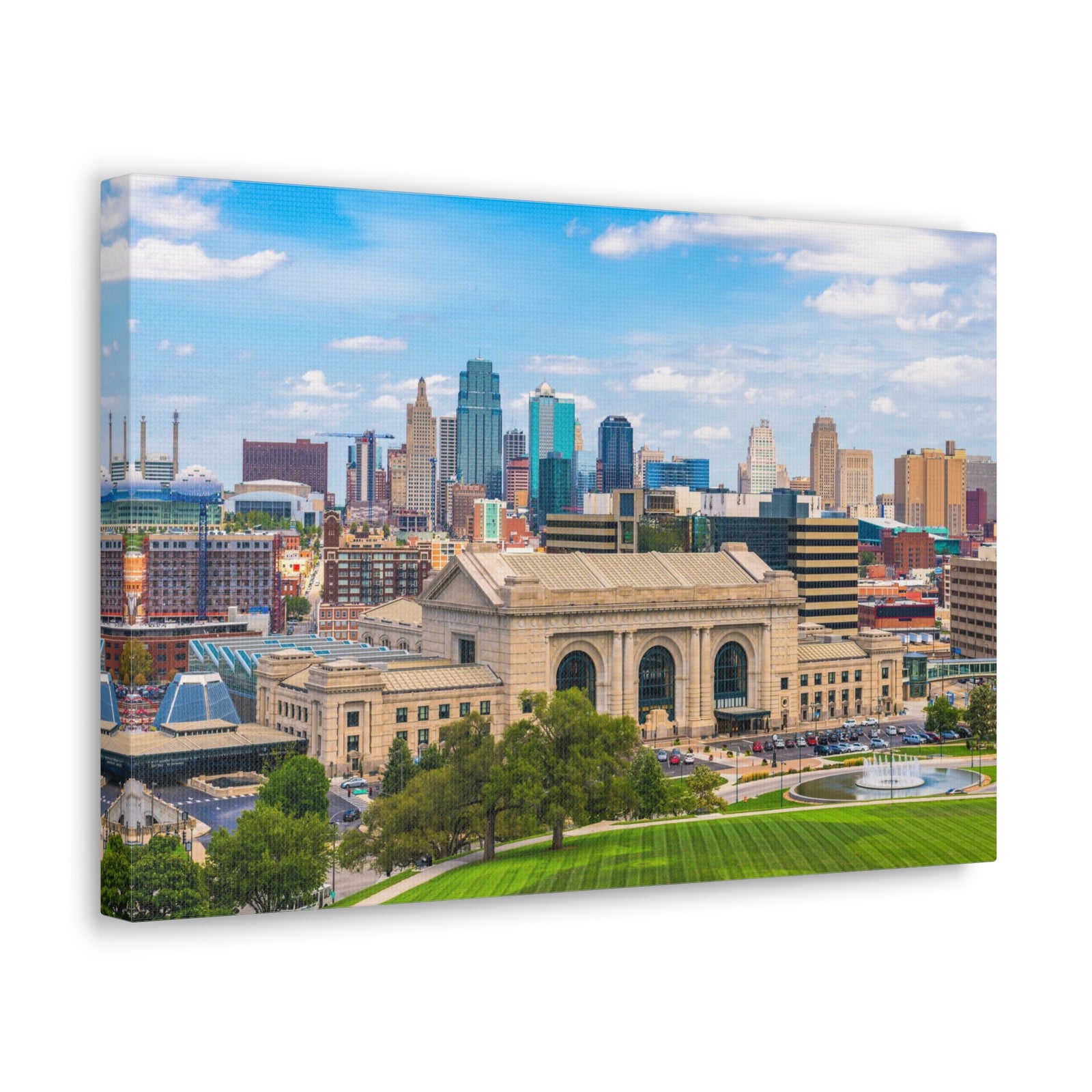 Kansas City Daytime Skyline Canvas Artwork High-Quality Breathtaking Stunning Cityscape for Home Decor Ready to Hang-Express Your Love Gifts