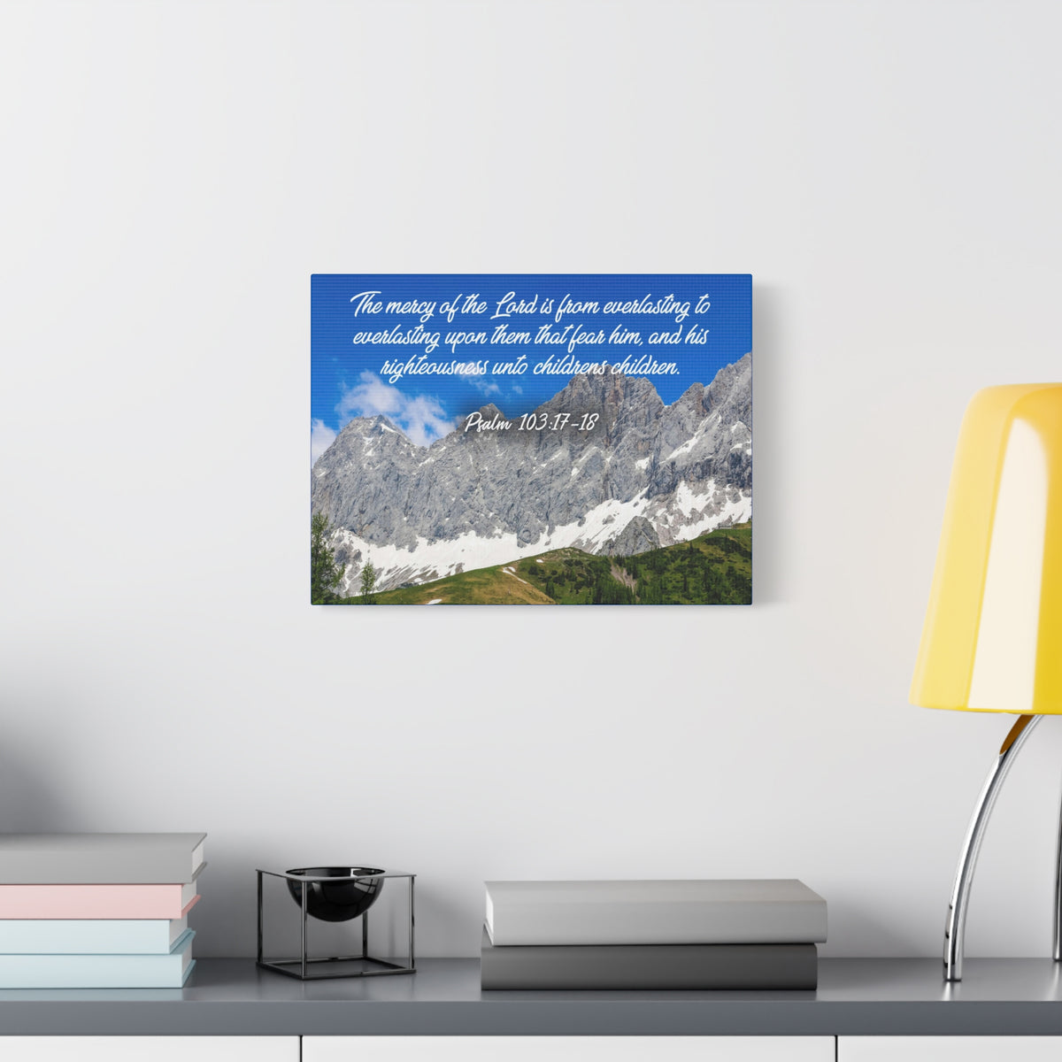 Scripture Canvas The Mercy of The Lord Psalm 103:17-18 Christian Wall Art Bible Verse Print Ready to Hang-Express Your Love Gifts