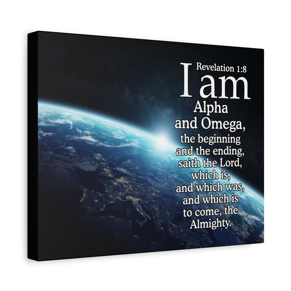 Scripture Canvas Revelation 1:8 Alpha ansd Omega Christian Wall Art Bible Verse Print Ready to Hang-Express Your Love Gifts
