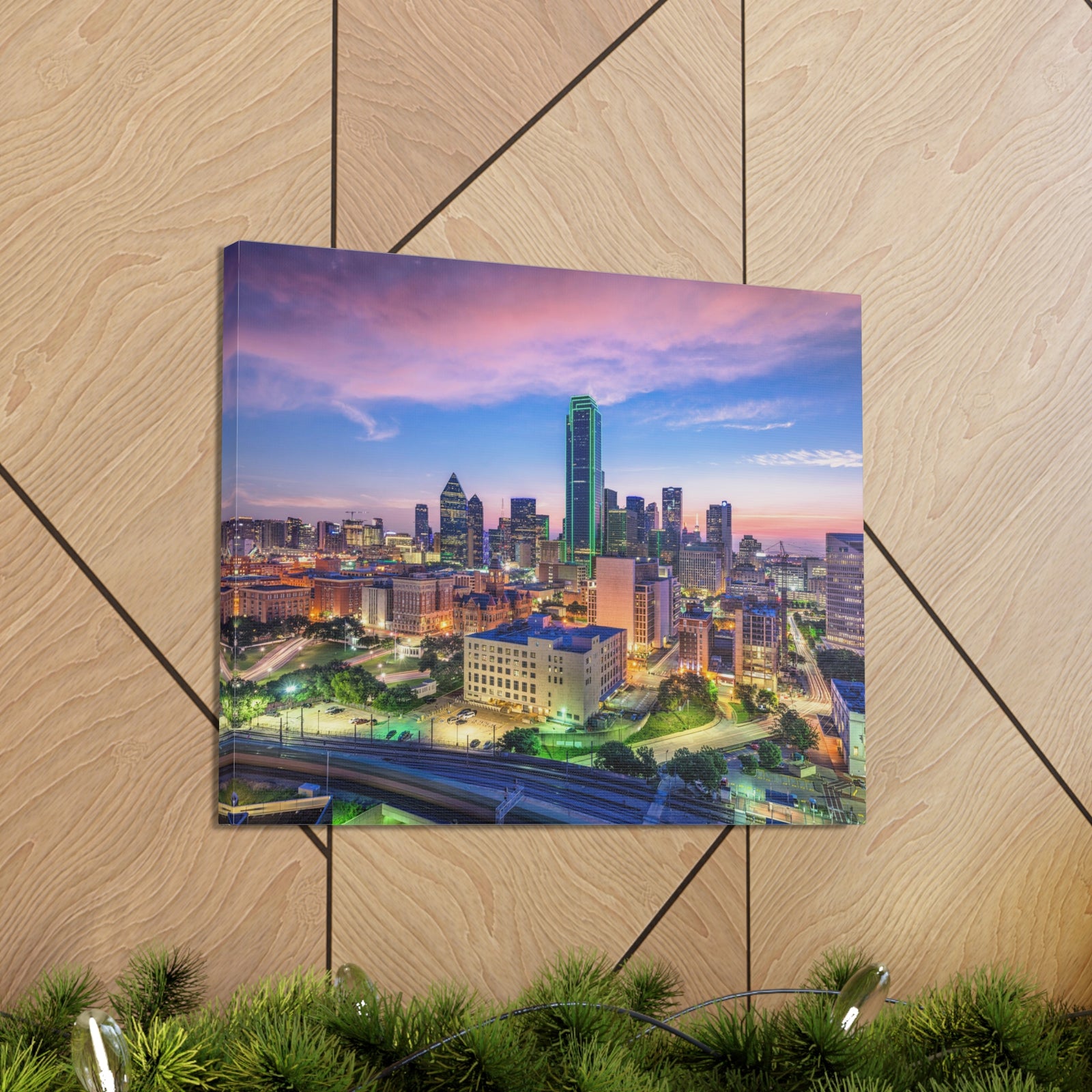 Dallas Night Skyline Canvas Artwork High-Quality Breathtaking Stunning Cityscape for Home Decor Ready to Hang-Express Your Love Gifts