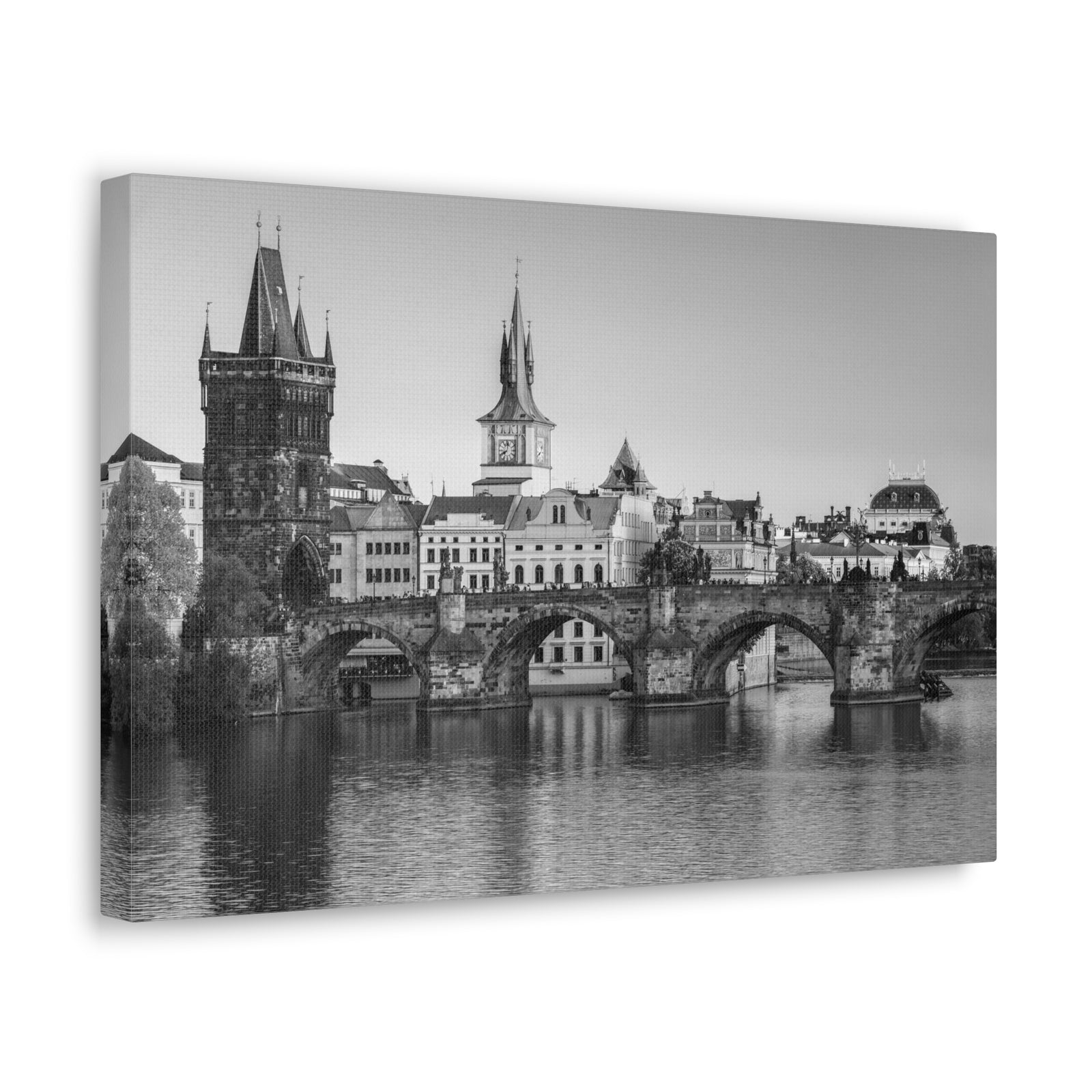 Prague Black And White Skyline Canvas Artwork High-Quality Breathtaking Stunning Cityscape for Home Decor Ready to Hang-Express Your Love Gifts