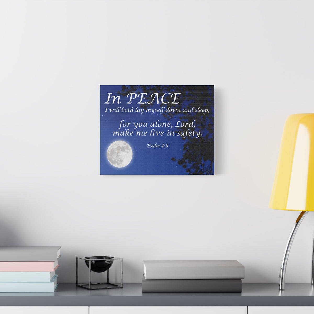 Bible Verse Canvas In Peace Psalm 4:8 Christian Home Decor Scripture Art-Express Your Love Gifts