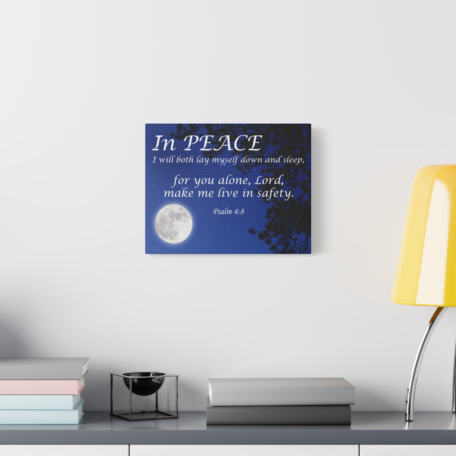 Bible Verse Canvas In Peace Psalm 4:8 Christian Home Decor Scripture Art-Express Your Love Gifts