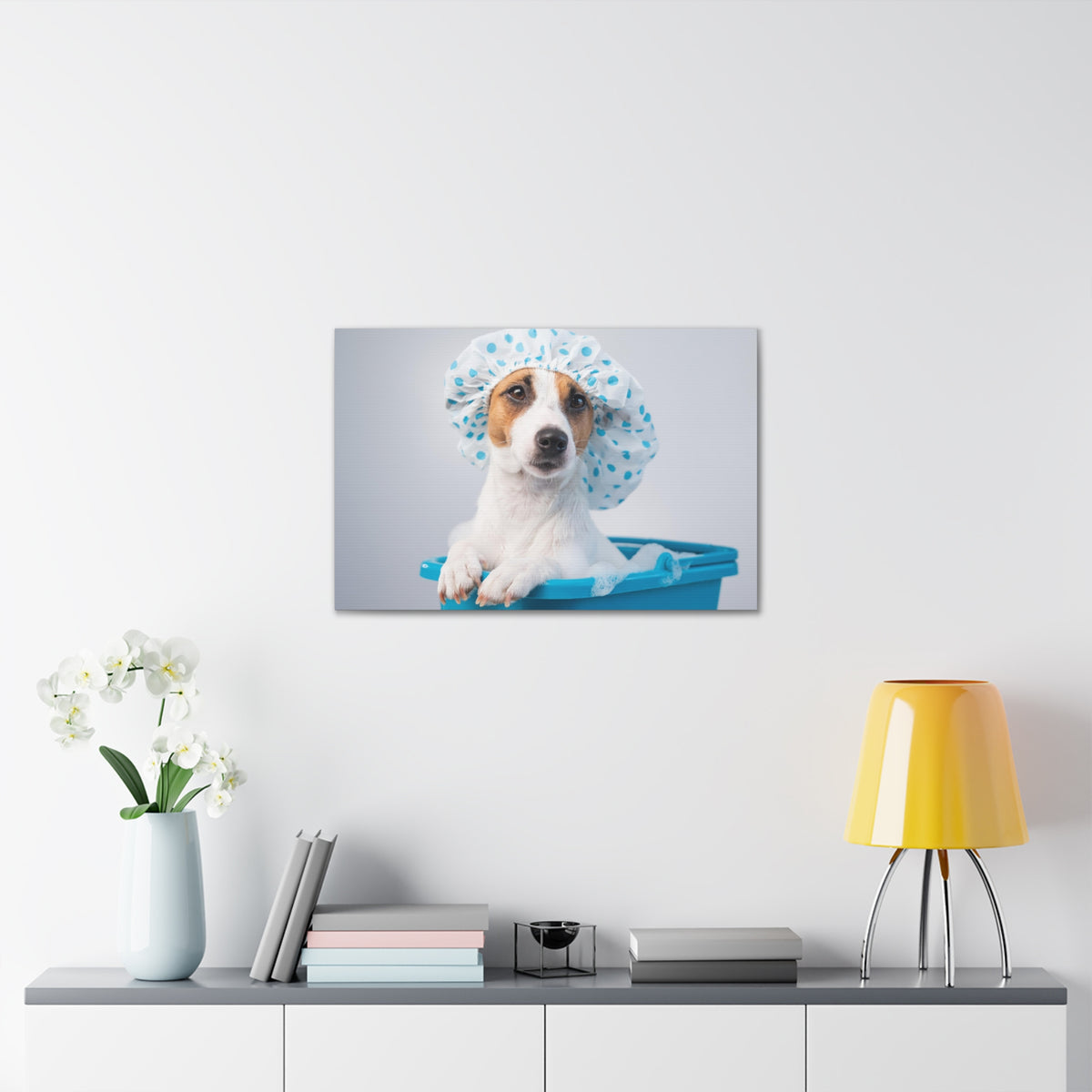 Cute Russel Terrier Bath Canvas Wall Art for Home Decor Ready-to-Hang-Express Your Love Gifts