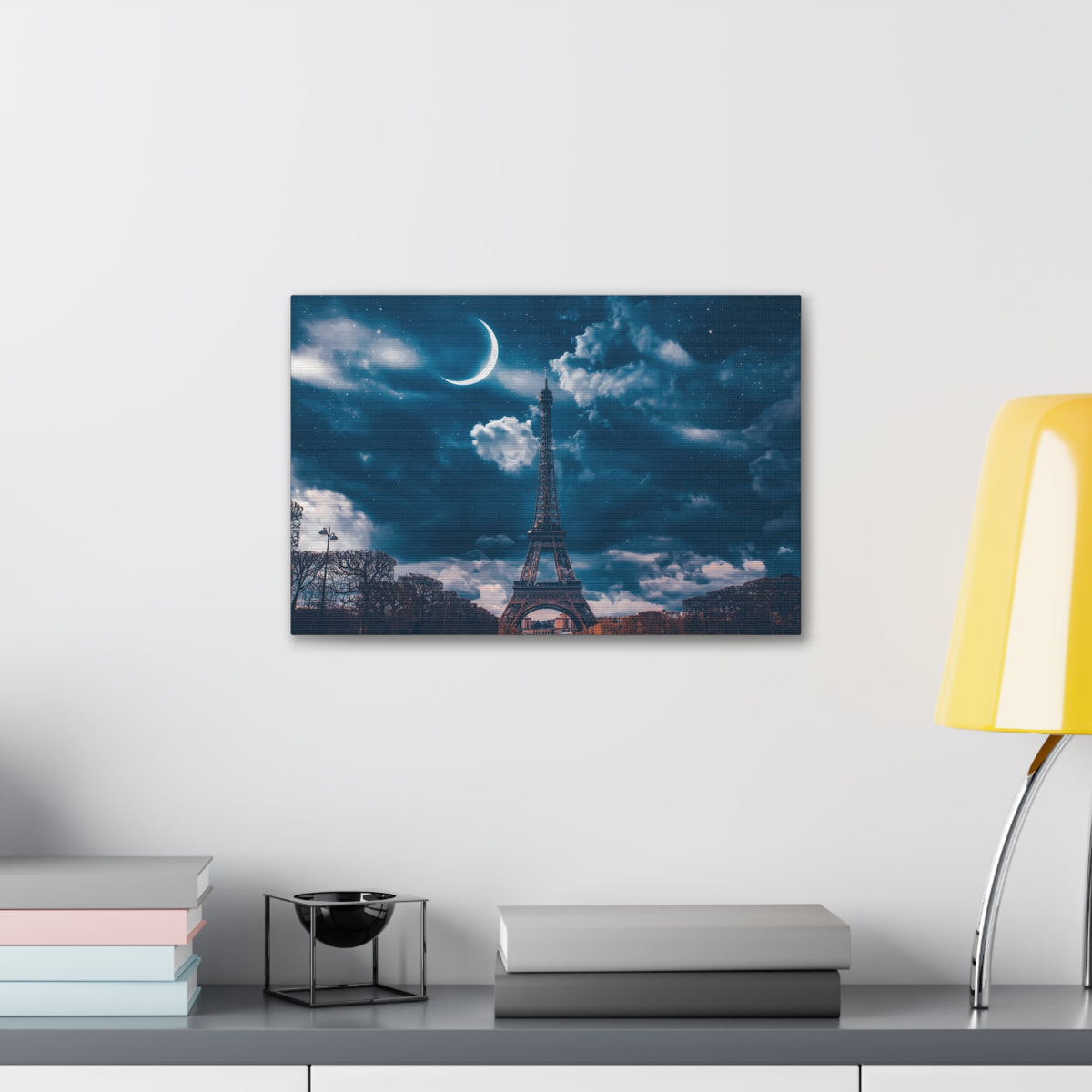 Paris Eiffel Tower Moon France Canvas Artwork High-Quality Breathtaking French City for Home Decor Ready to Hang-Express Your Love Gifts