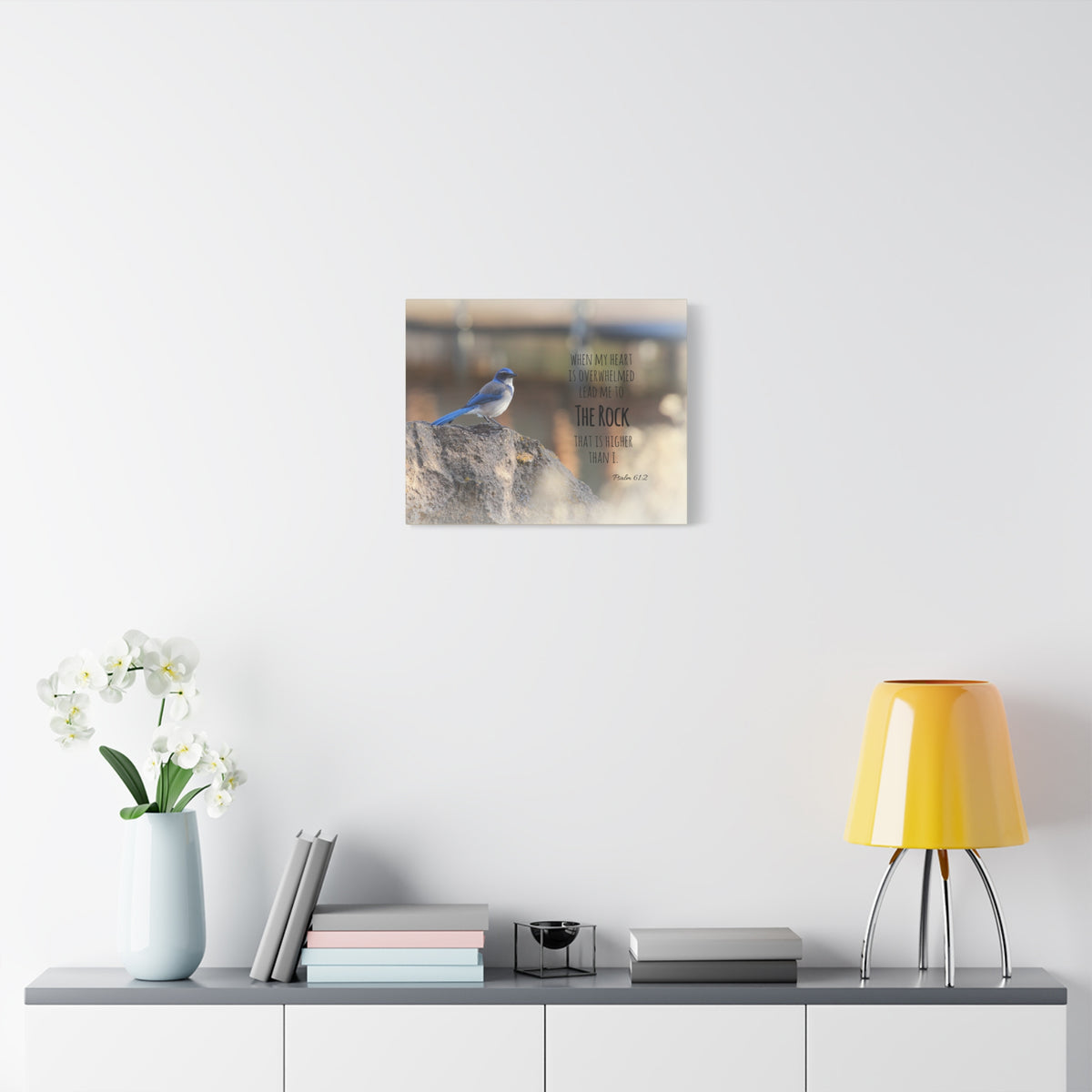 Scripture Canvas Higher Than I Psalm 61:2 Christian Wall Art Bible Verse Print Ready to Hang-Express Your Love Gifts