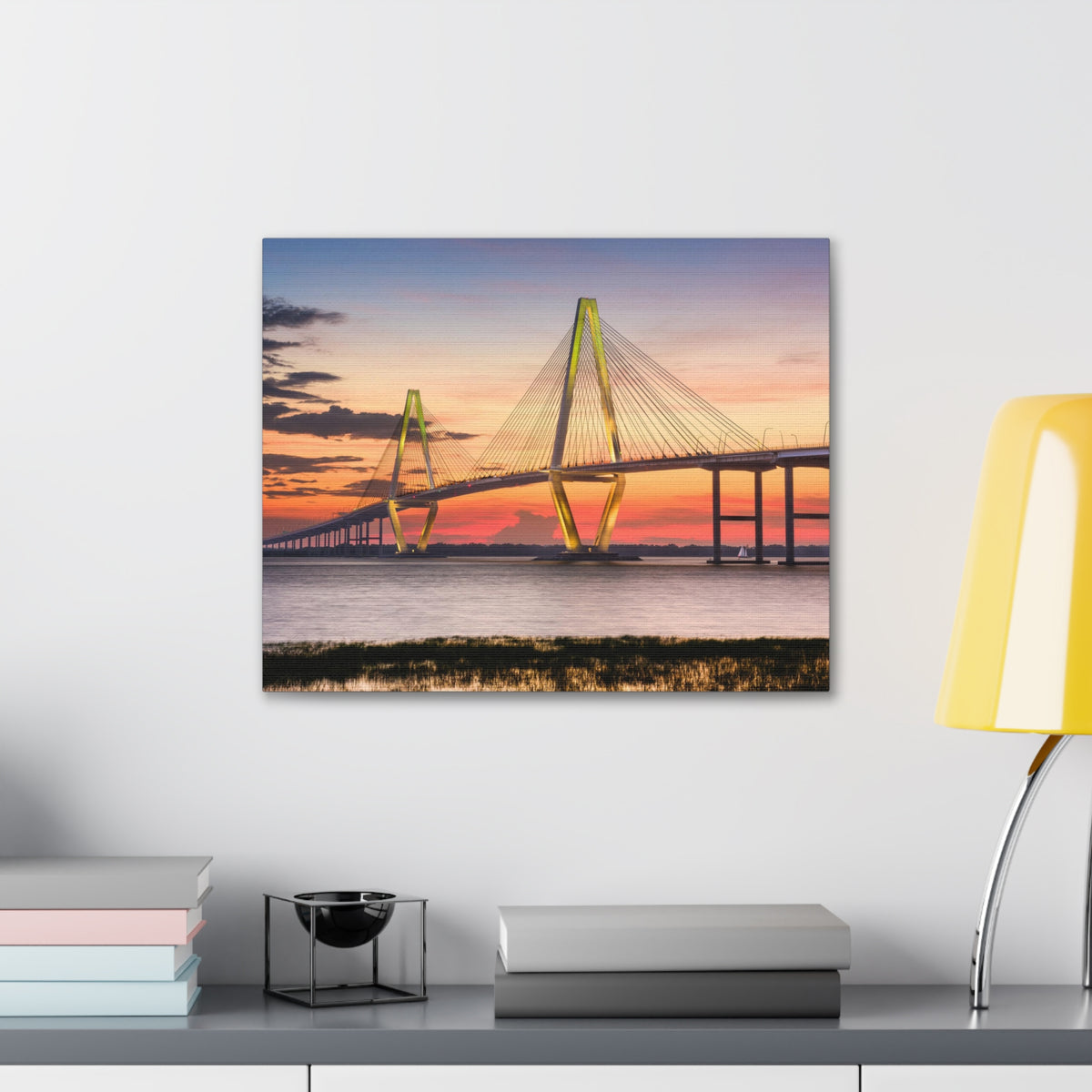 Jr Cooper River Bridge Charleston South Carolina Nature Wilderness Photography Canvas Wall Art for Home Decor Ready-to-Hang-Express Your Love Gifts