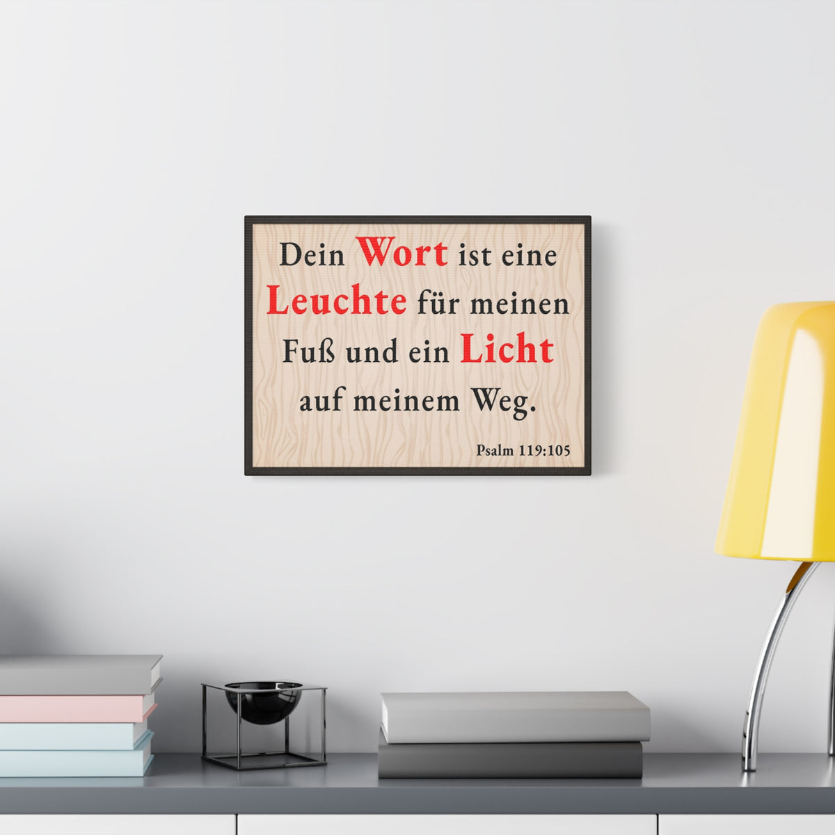 Scripture Walls Psalm 119:105 Word is Light German Bible Verse Canvas Christian Wall Art Ready to Hang Unframed-Express Your Love Gifts