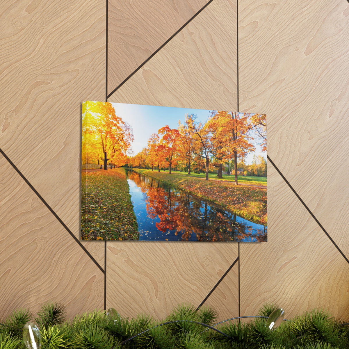 Obvodny Canal in Autumn Forest Floral Nature Photography Canvas Wall Art for Home Decor Ready-to-Hang-Express Your Love Gifts
