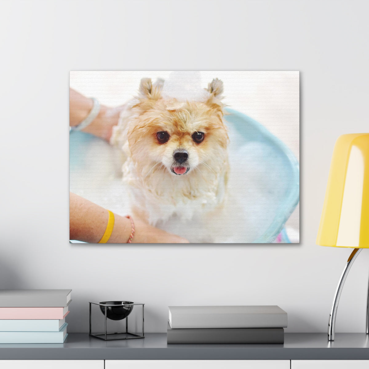 Cute Pomeranian Bath Canvas Wall Art for Home Decor Ready-to-Hang-Express Your Love Gifts